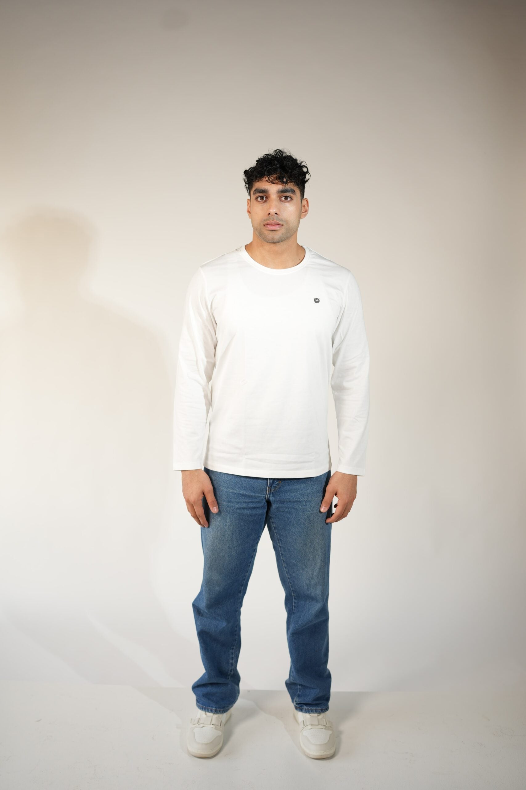Round Neck Full Sleeves Comfort Tees White