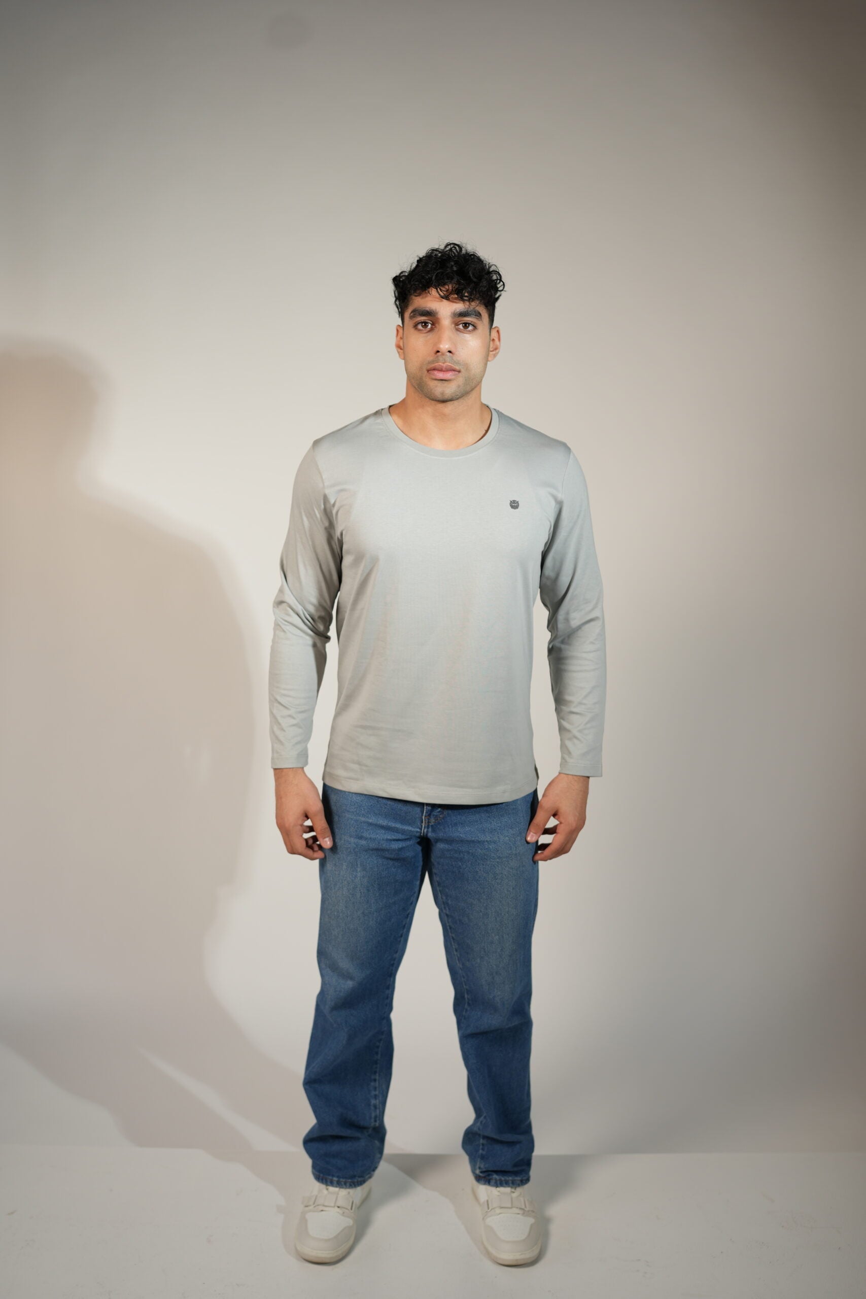 Round Neck Full Sleeves Comfort Tees Light Grey