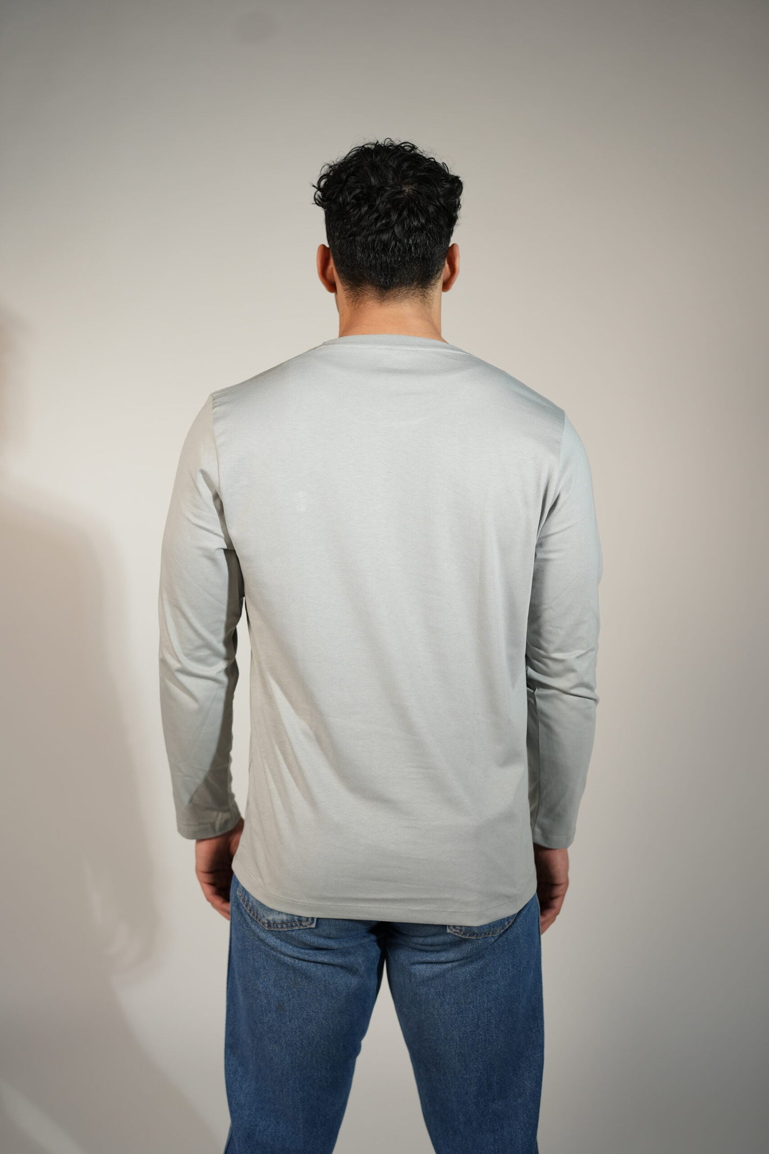 Round Neck Full Sleeves Comfort Tees Light Grey