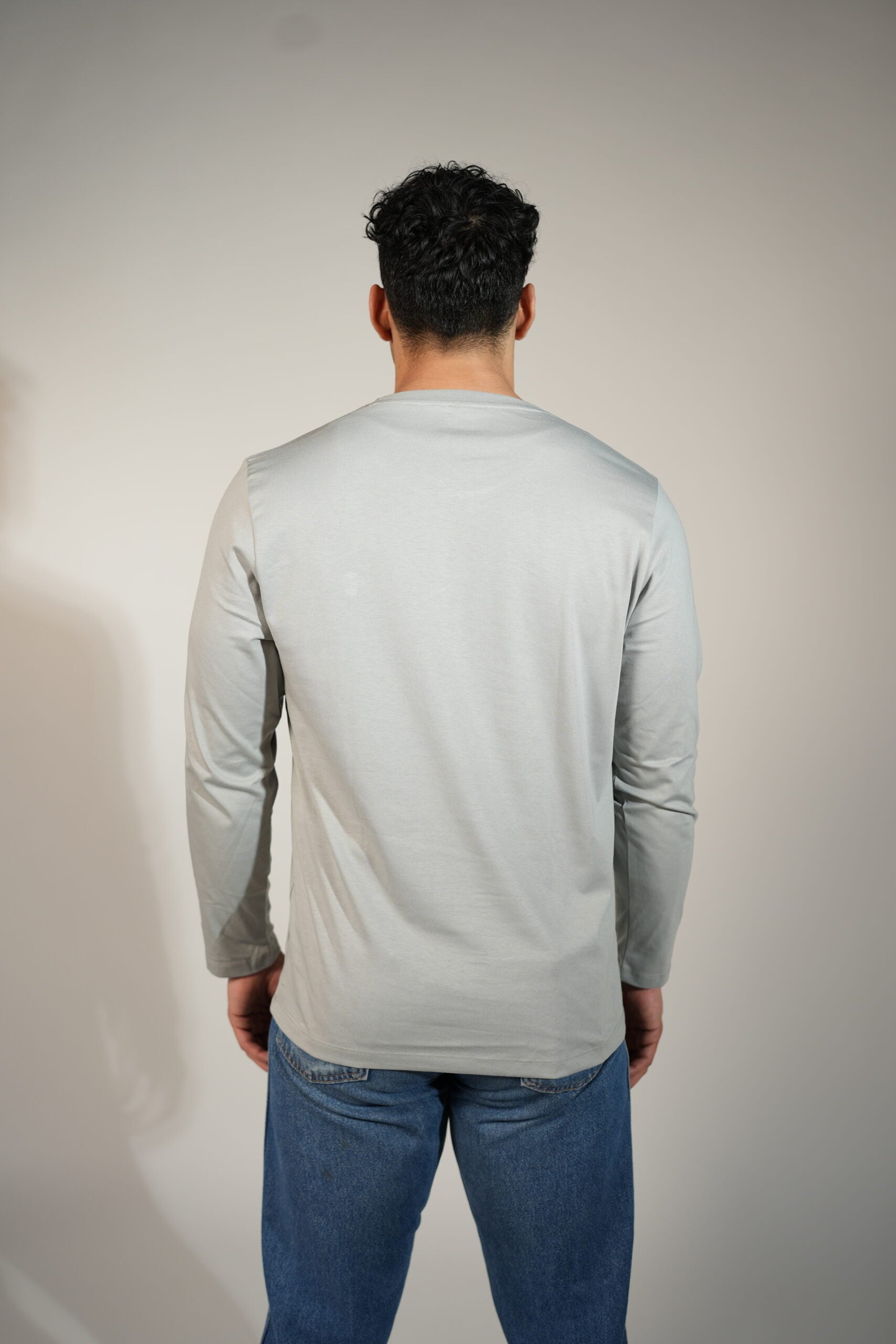 Round Neck Full Sleeves Comfort Tees Light Grey
