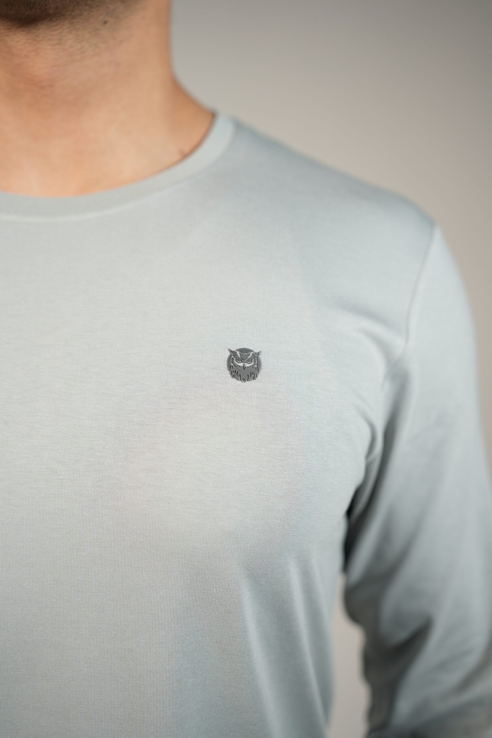 Round Neck Full Sleeves Comfort Tees Light Grey
