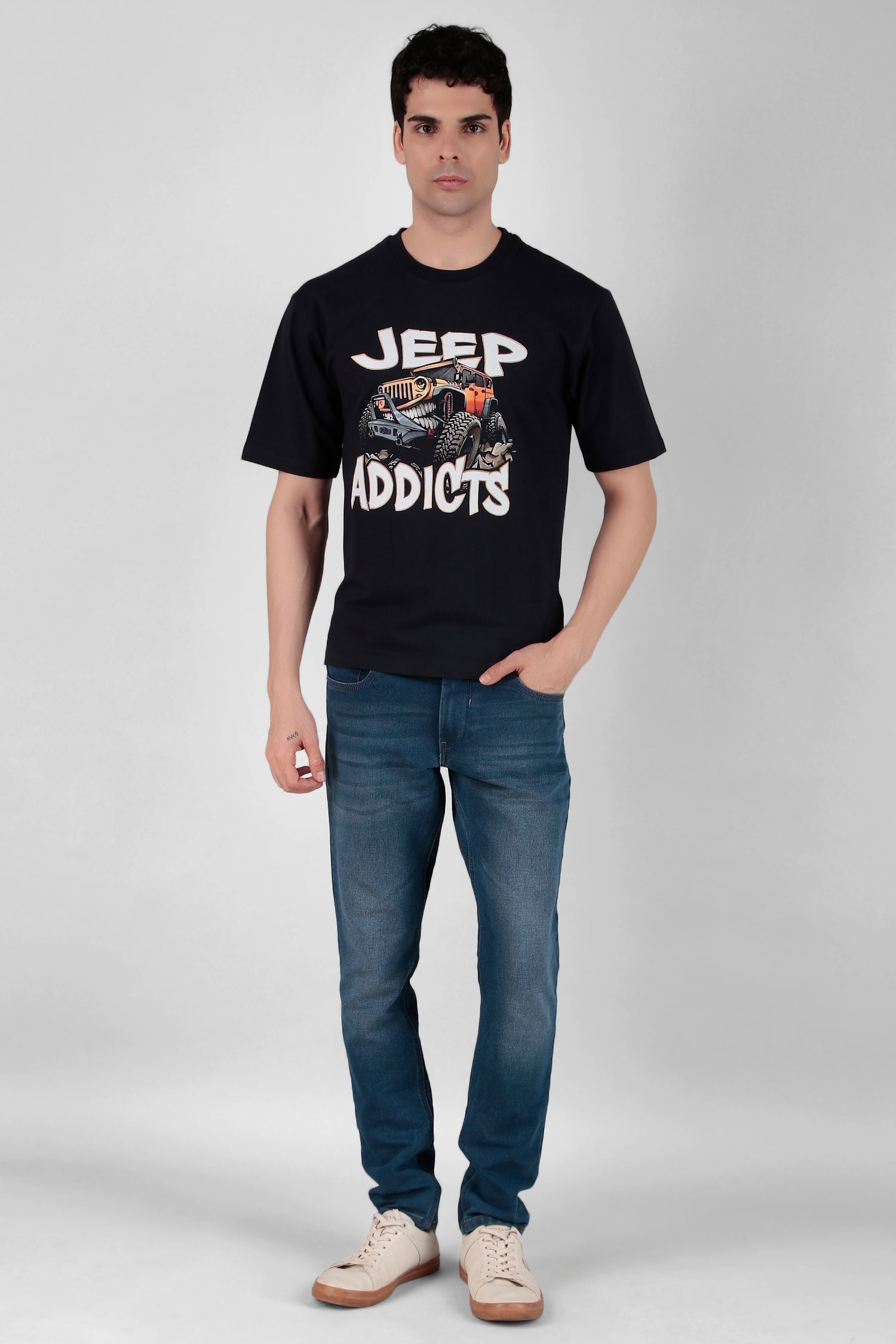 Jeep Printed Black T-Shirt
