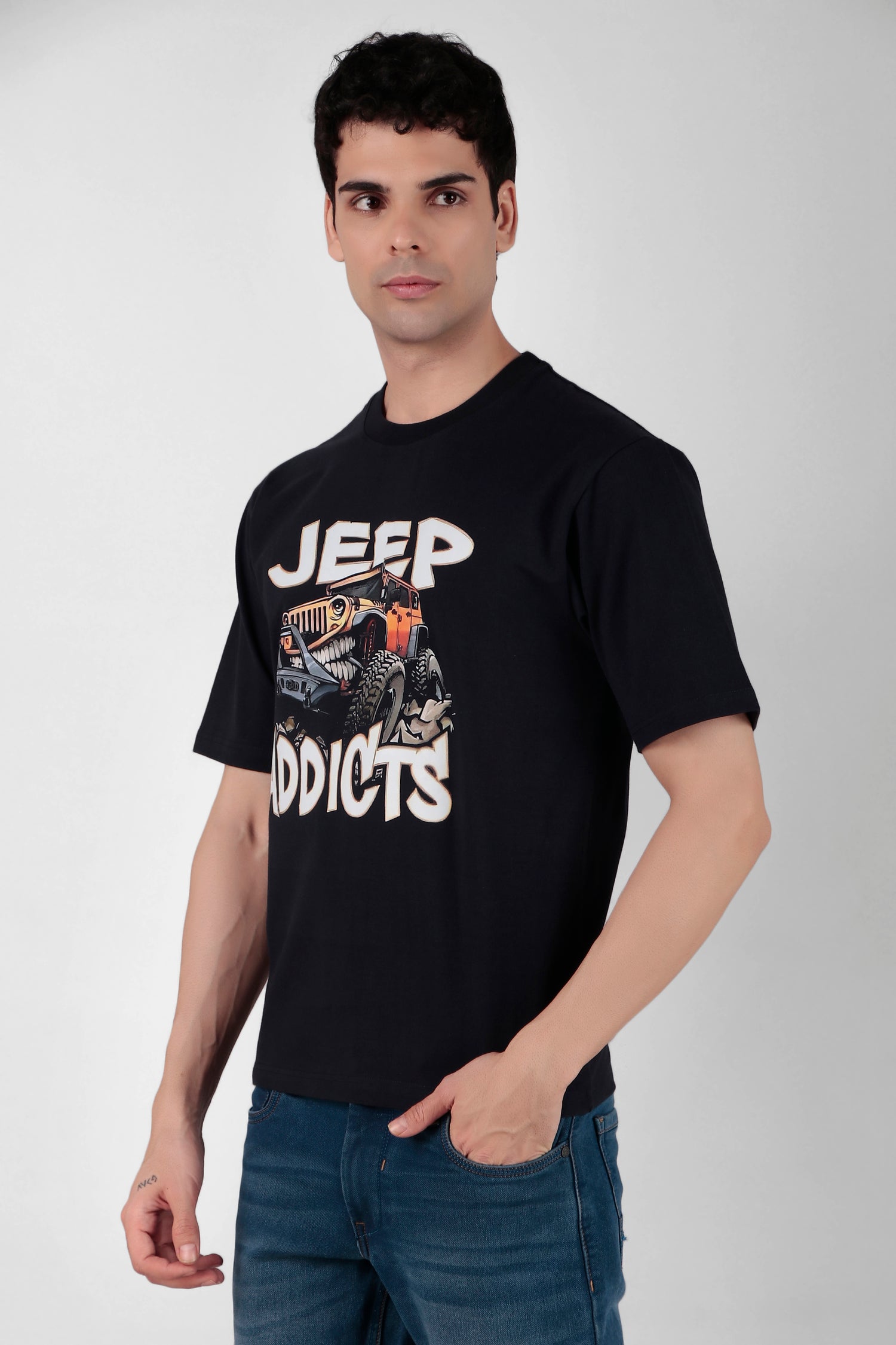 Jeep Printed Black T-Shirt