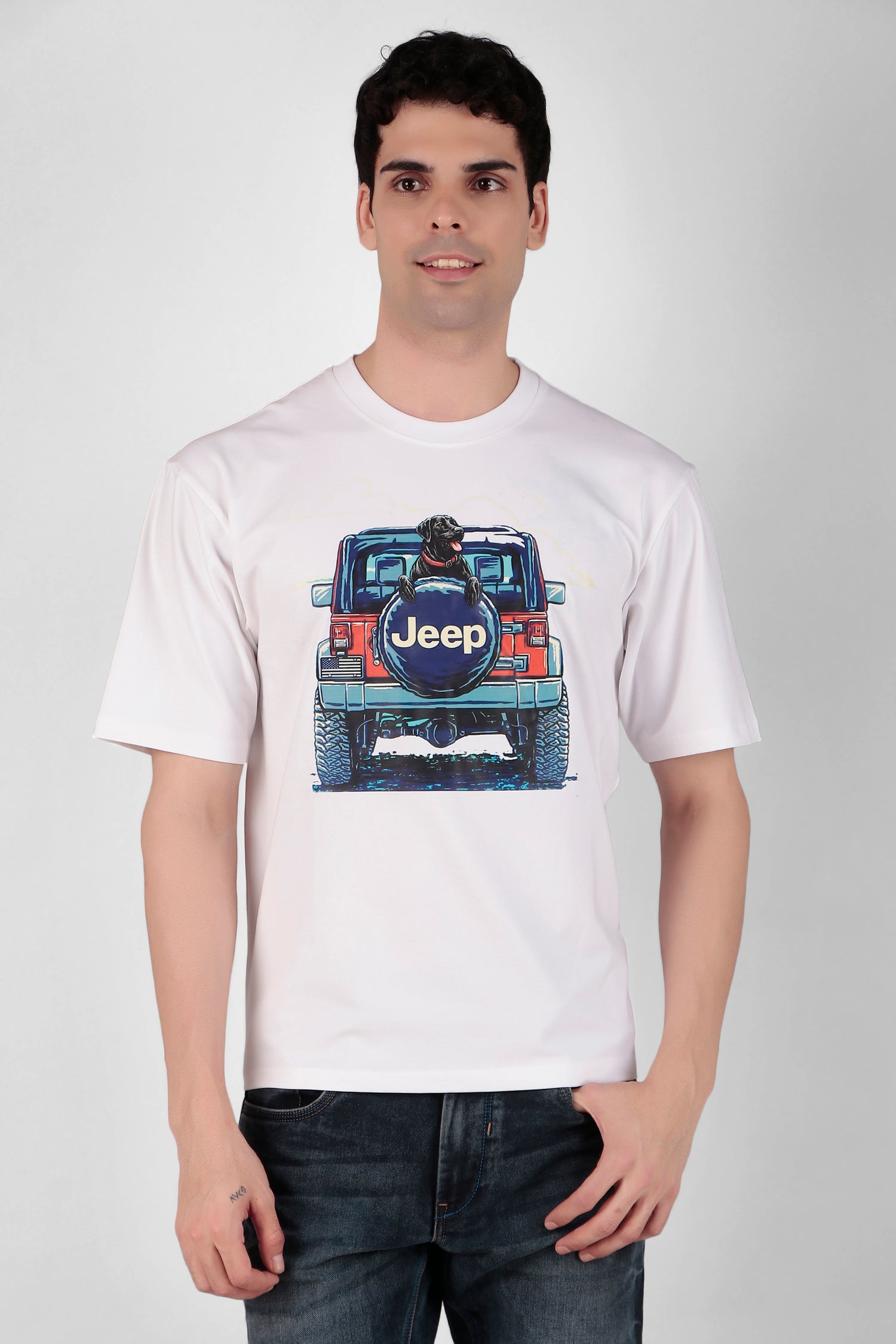 Jeep & dog Printed T-Shirt