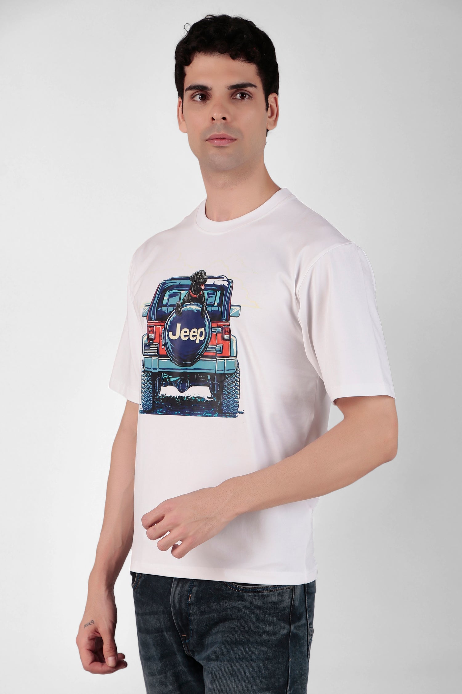 Jeep & dog Printed T-Shirt