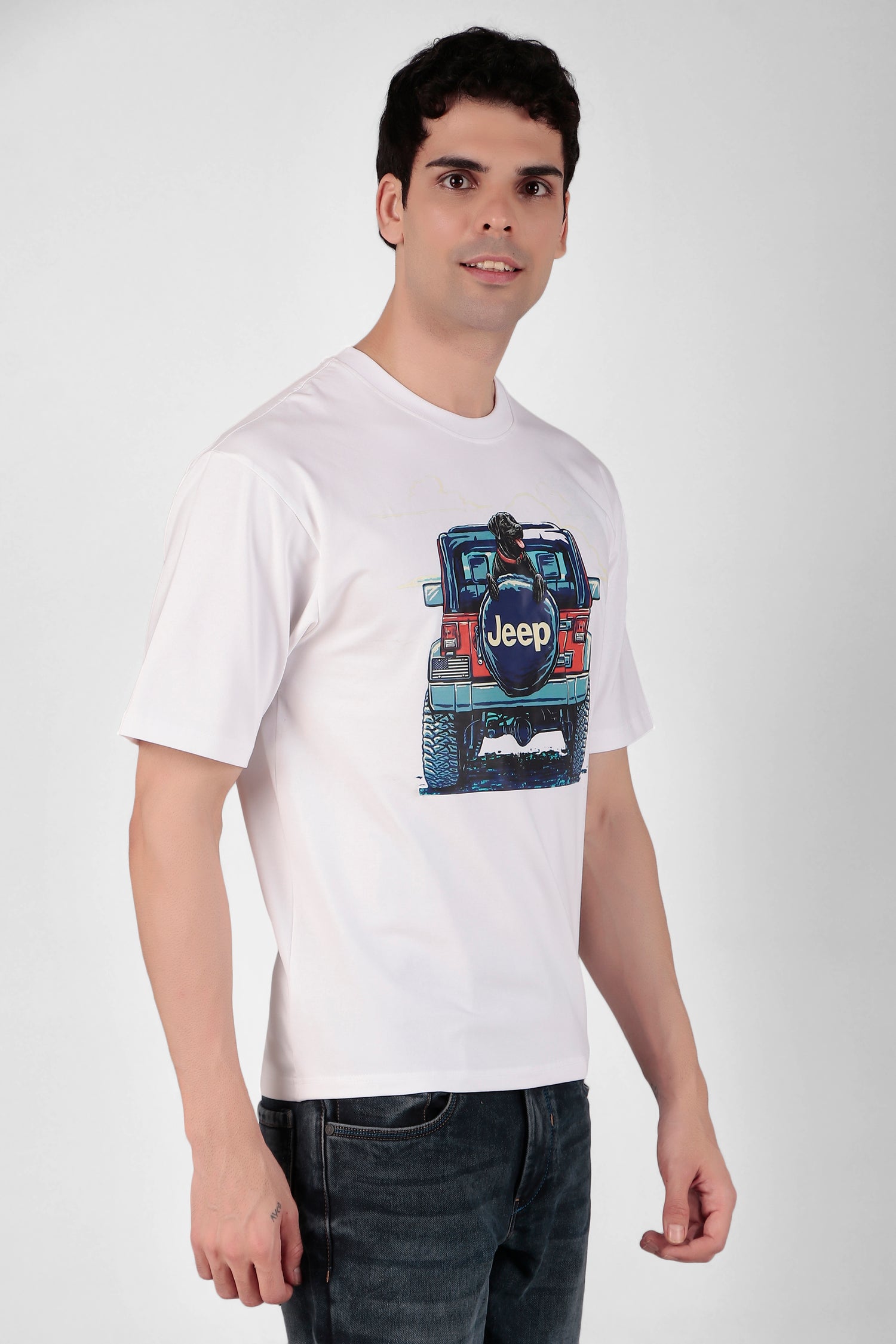 Jeep & dog Printed T-Shirt