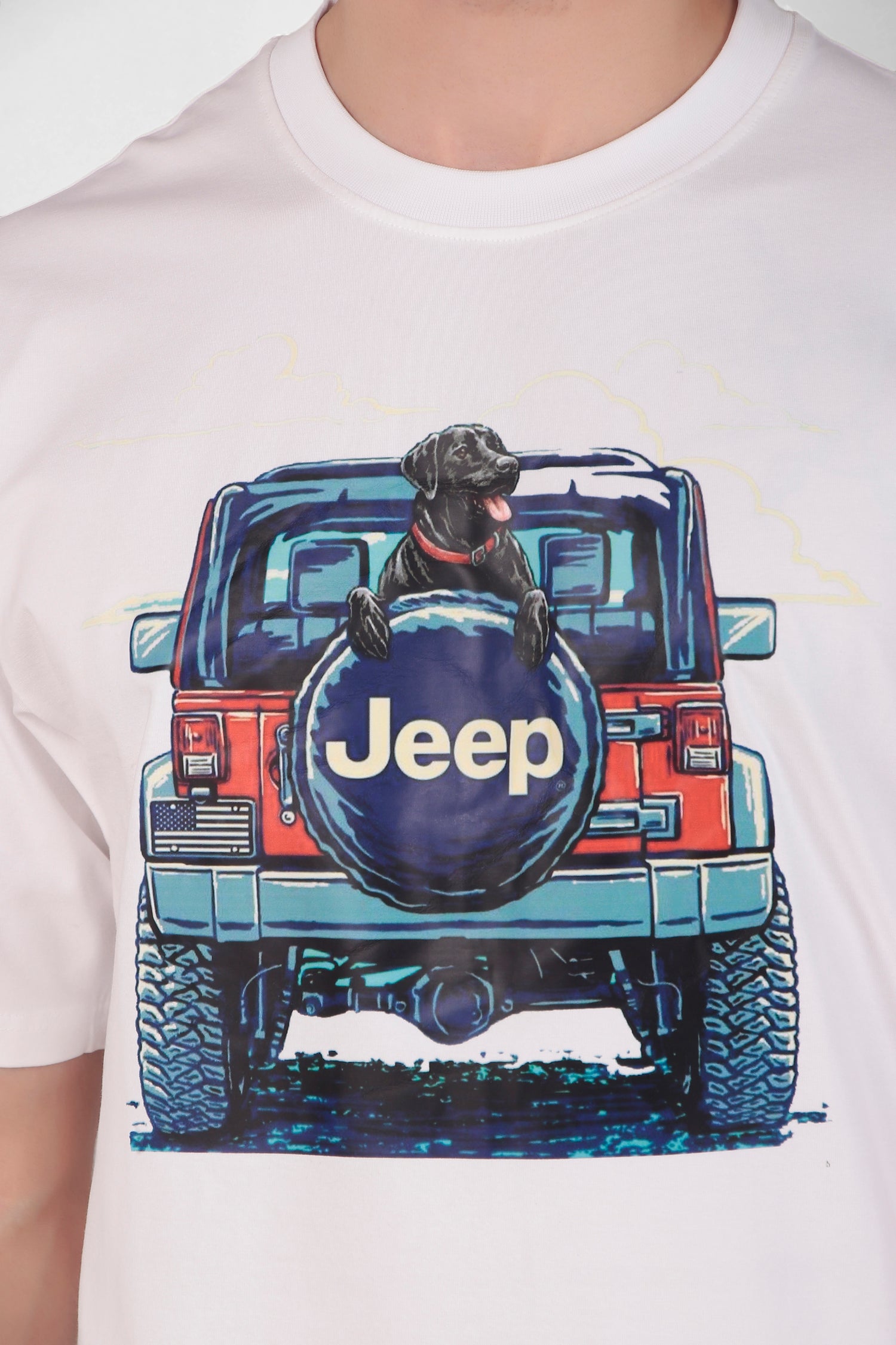 Jeep & dog Printed T-Shirt