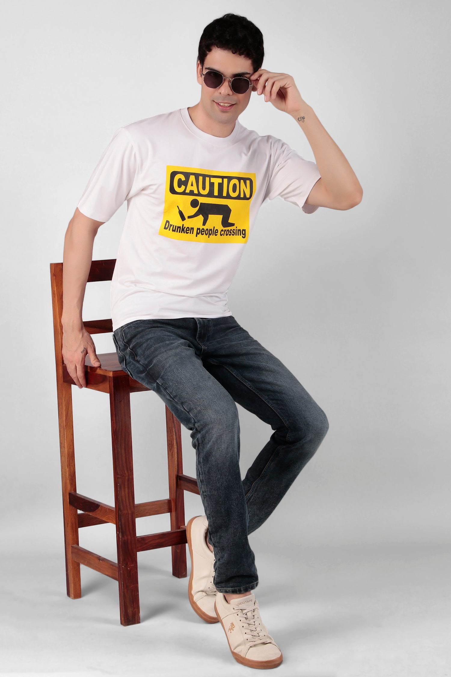 Caution Printed T-Shirt