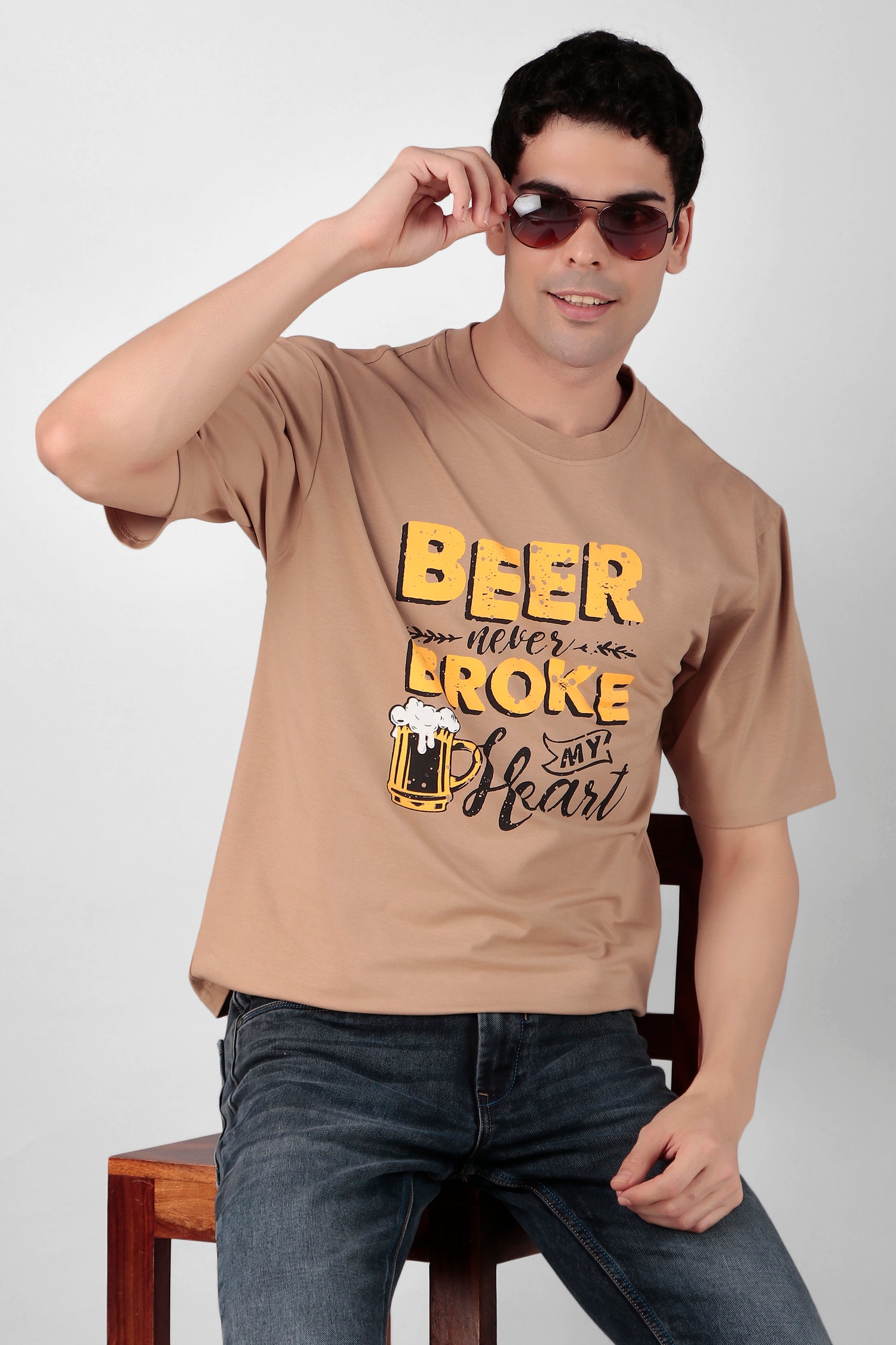 Beer over Broken heart Printed T-Shirt