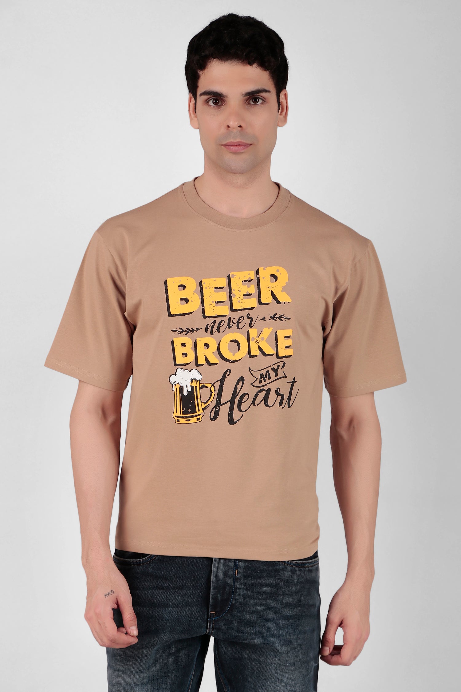 Beer over Broken heart Printed T-Shirt