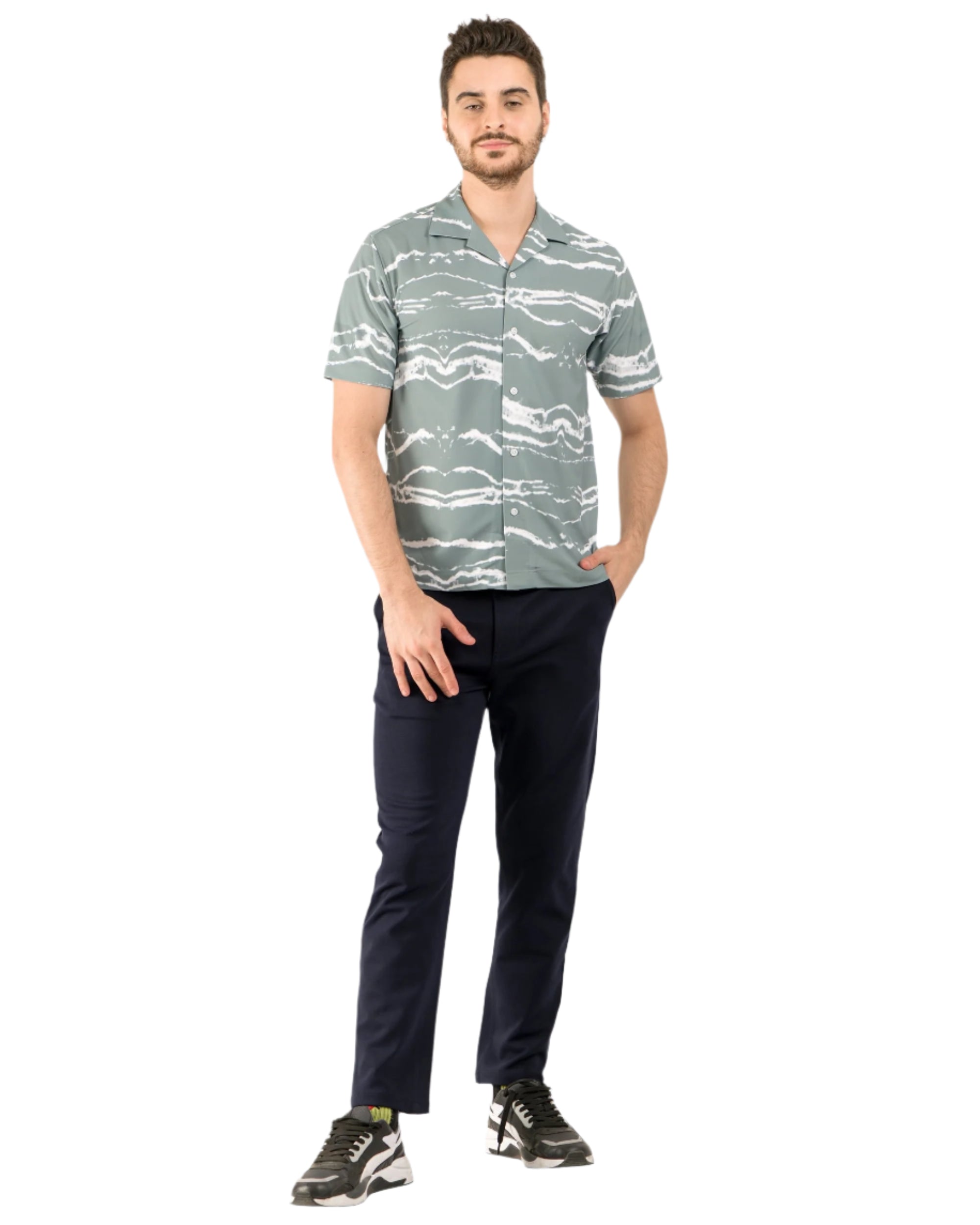 Retro Knit Shirt Printed-Chevron