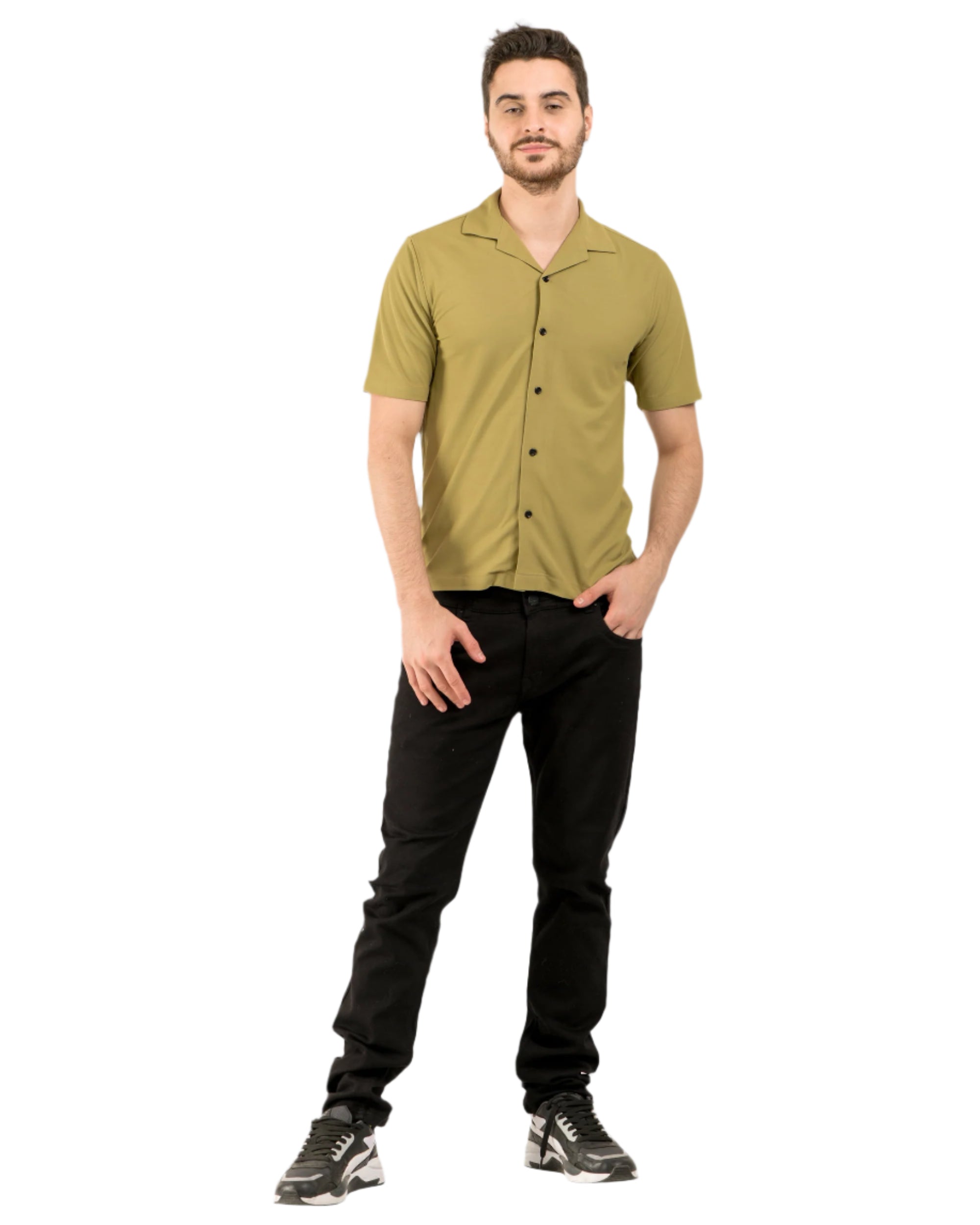 Retro Knit Shirt Plain – Khaki