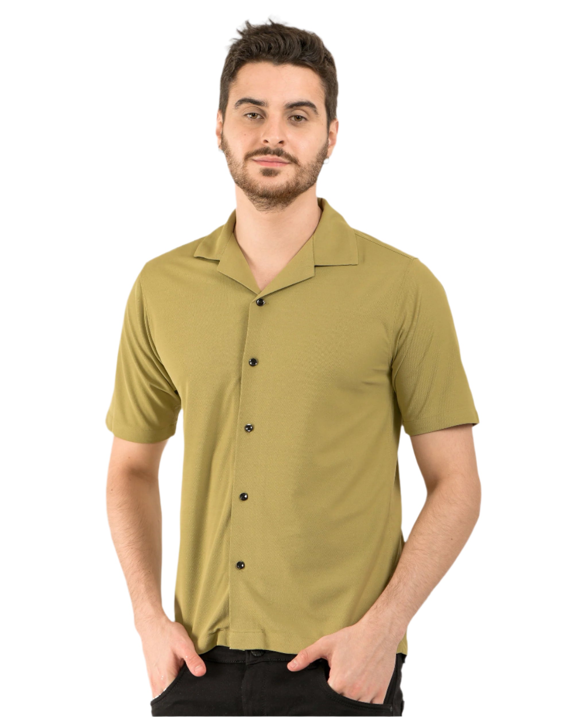 Retro Knit Shirt Plain – Khaki