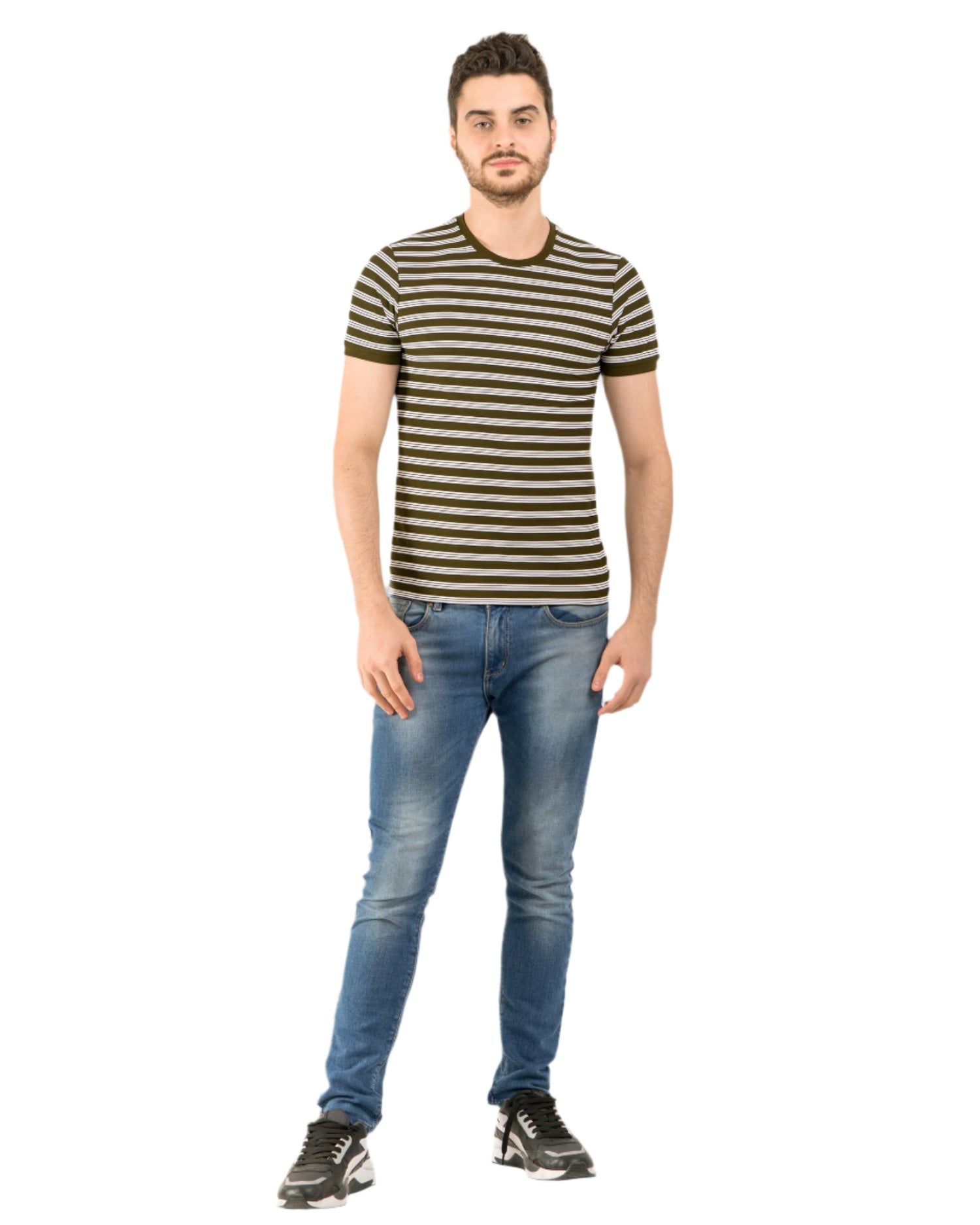 Stripe End Tees – Olive
