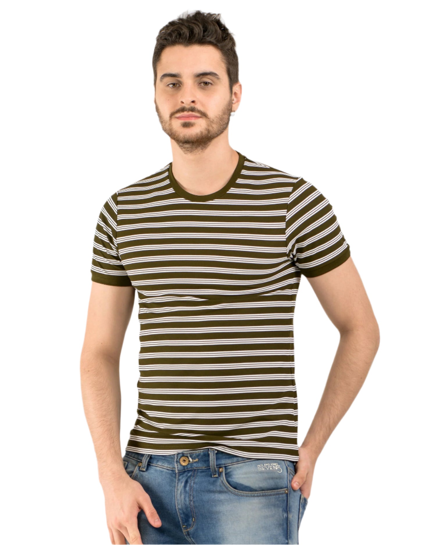 Stripe End Tees – Olive