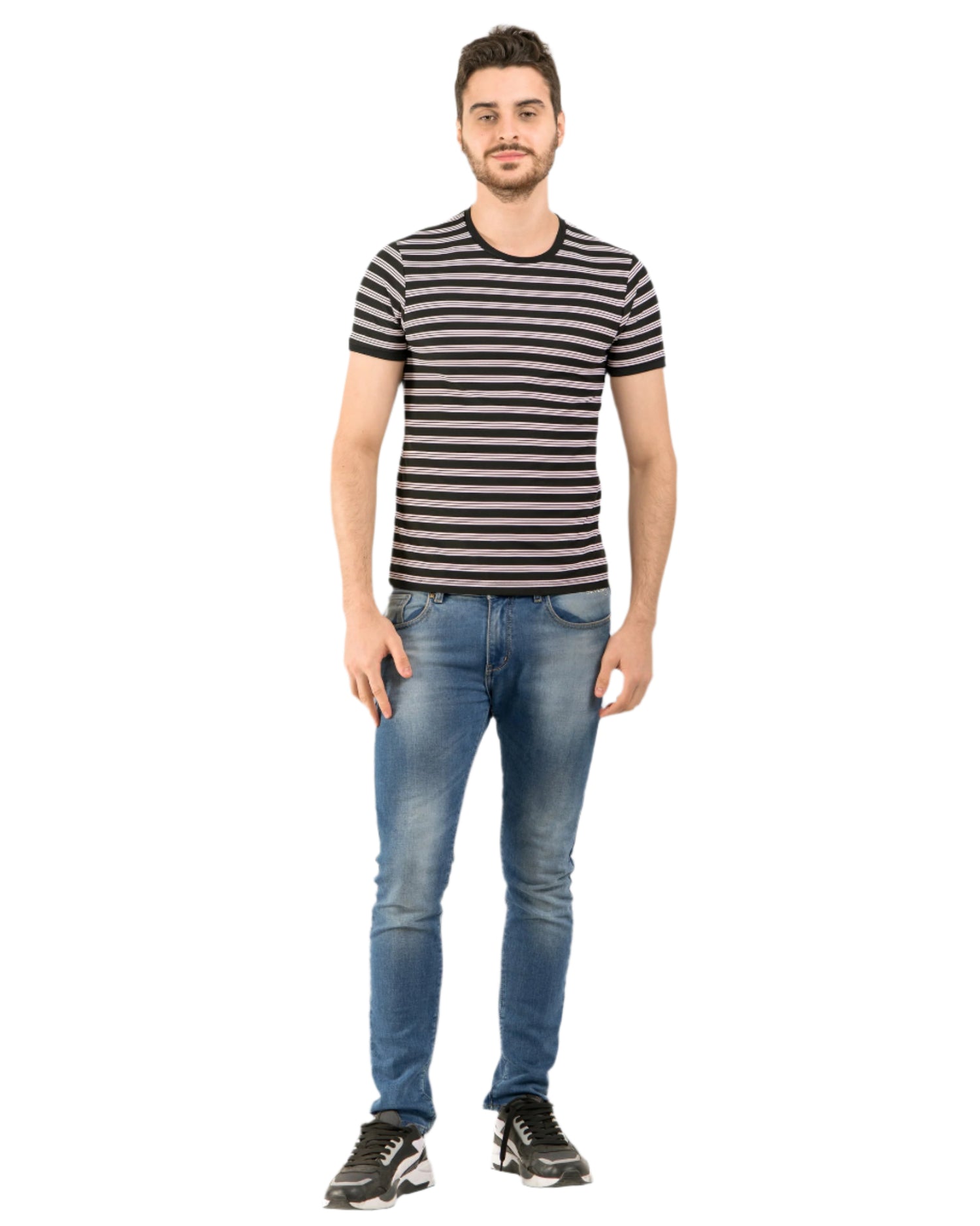 Stripe End Tees- Black
