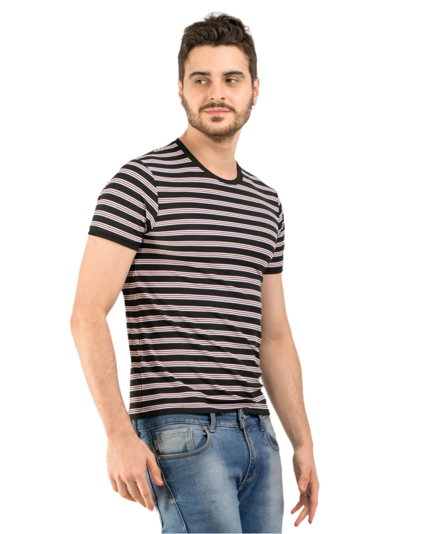 Stripe End Tees- Black