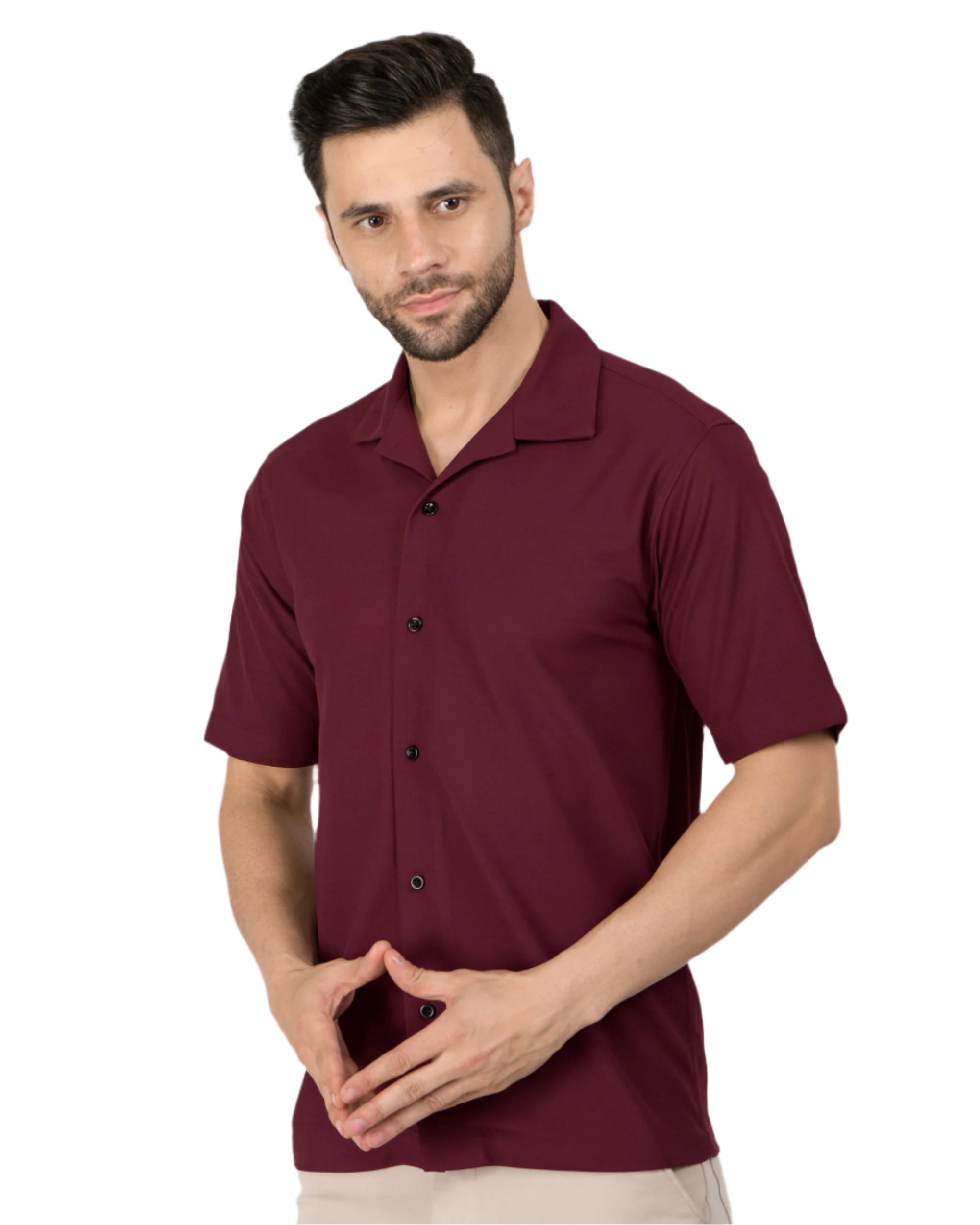 Retro Knit Shirt Plain – Wine
