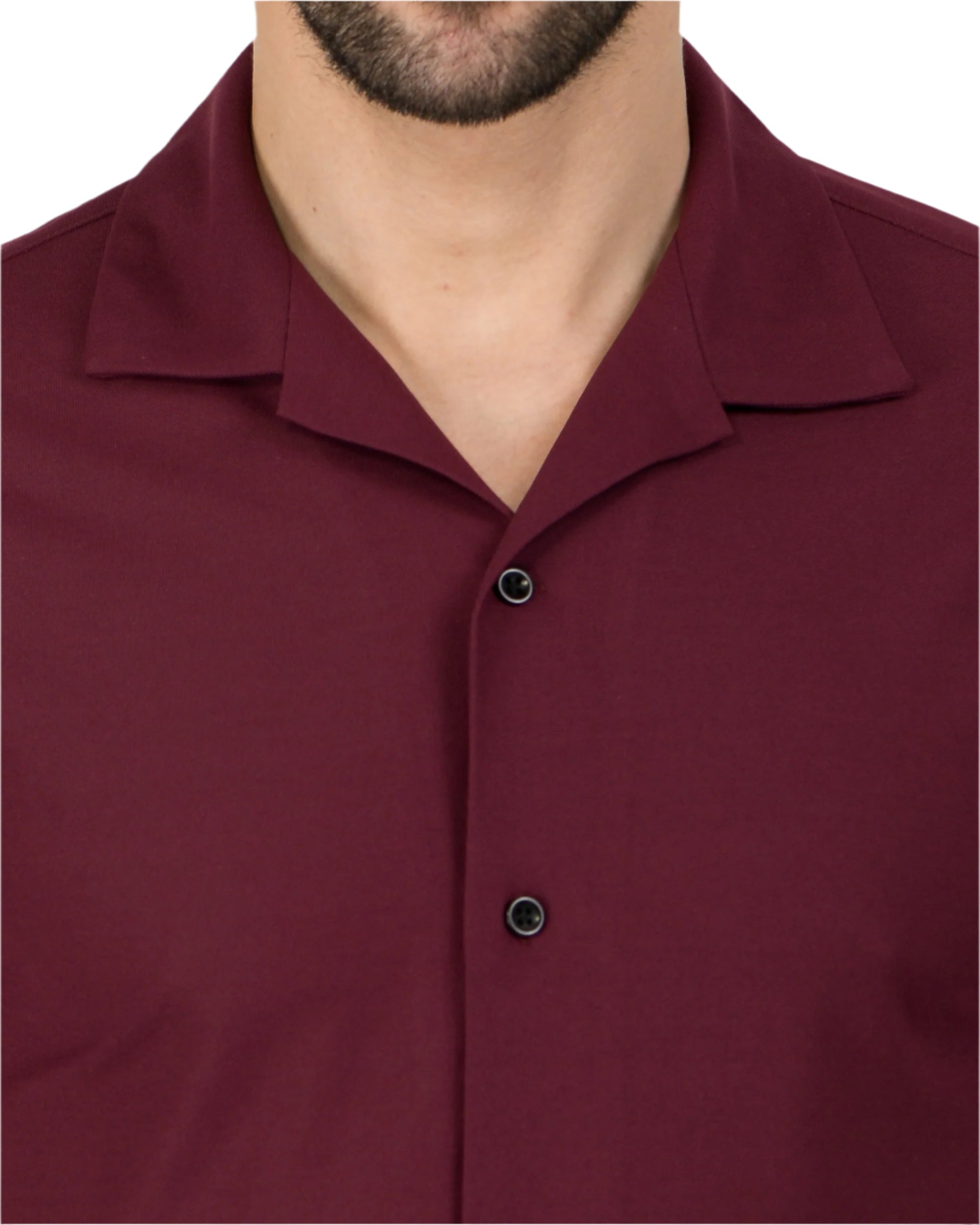 Retro Knit Shirt Plain – Wine
