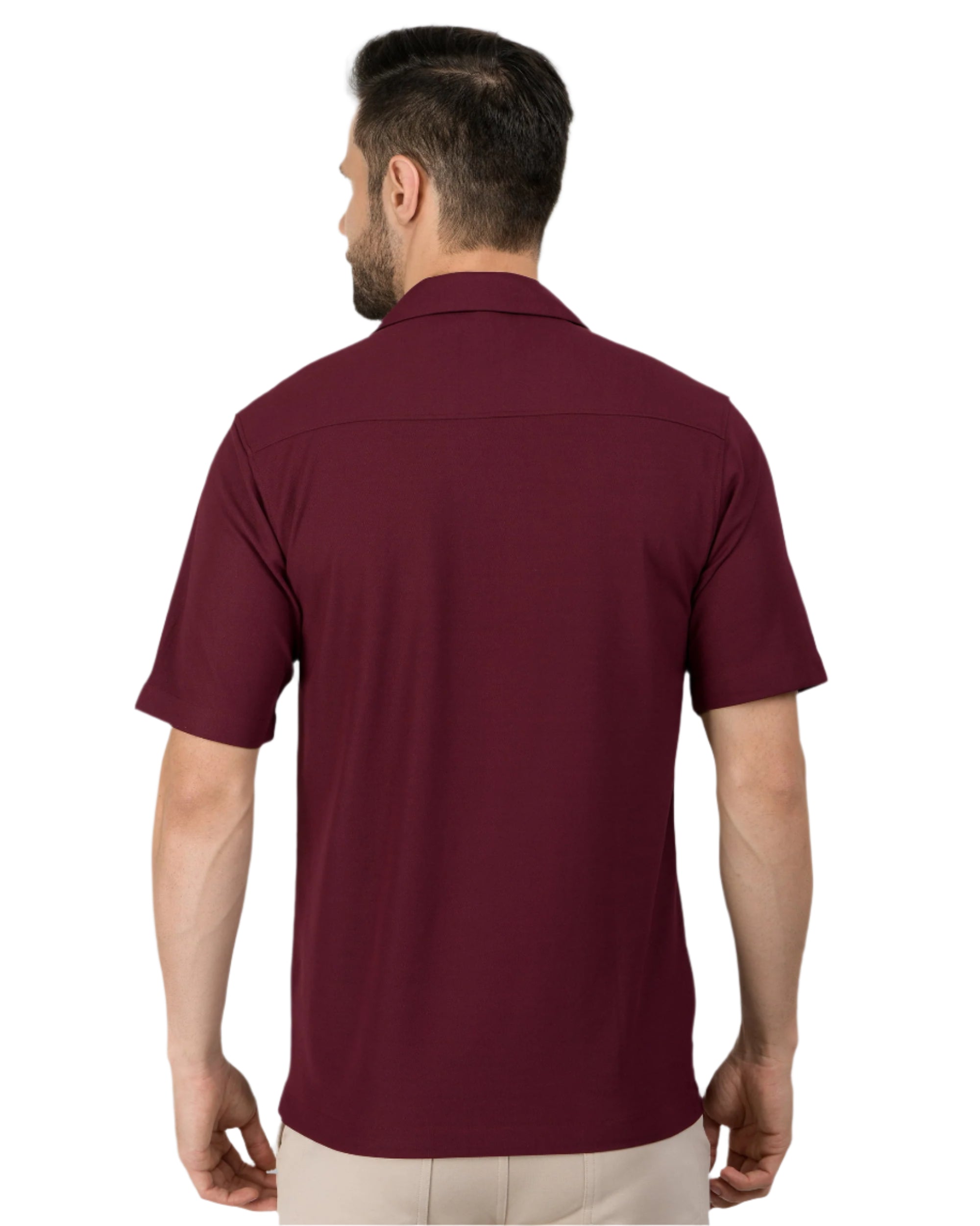 Retro Knit Shirt Plain – Wine