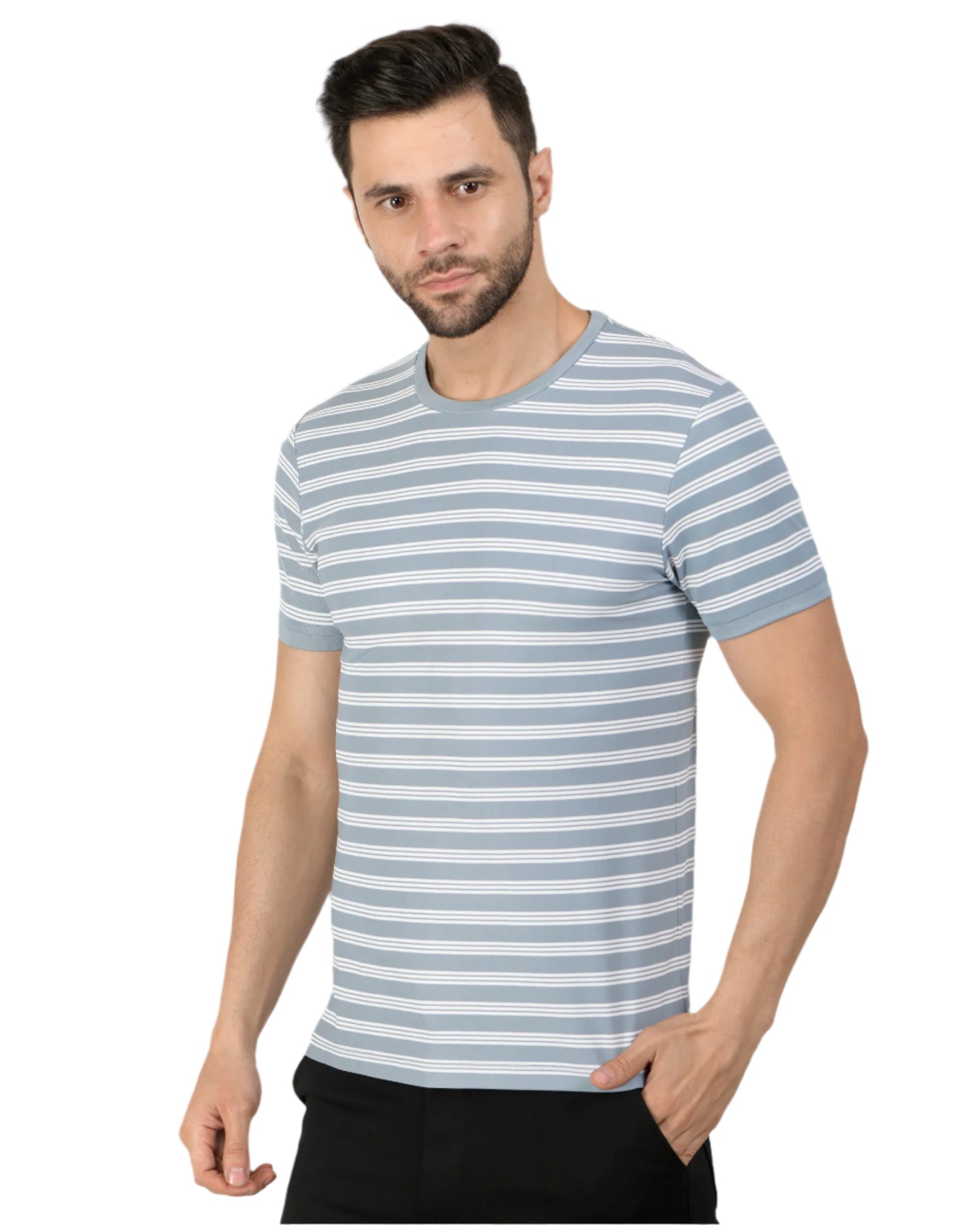 Stripe End Tees – Sky Blue