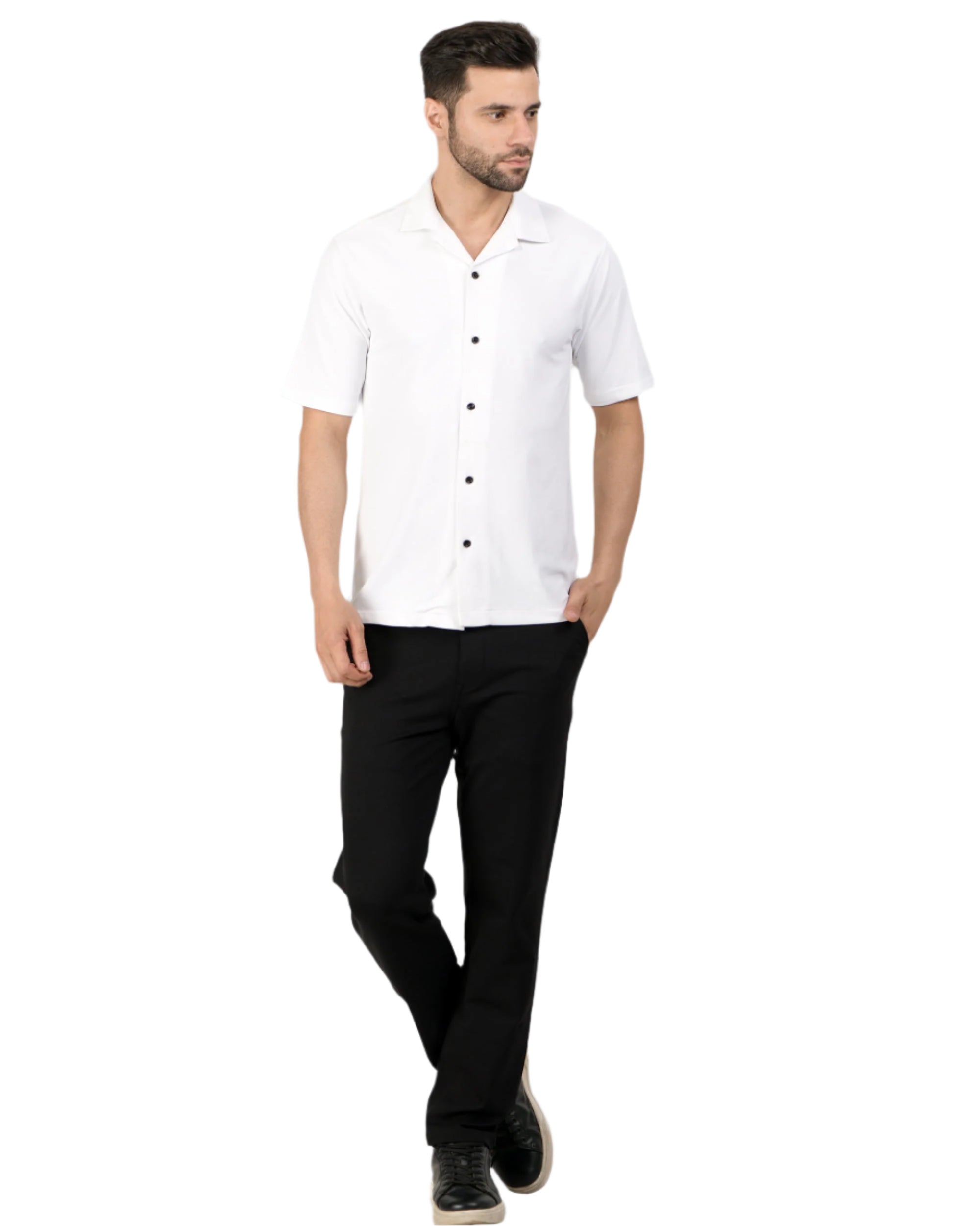 Retro Knit Shirt Plain – White