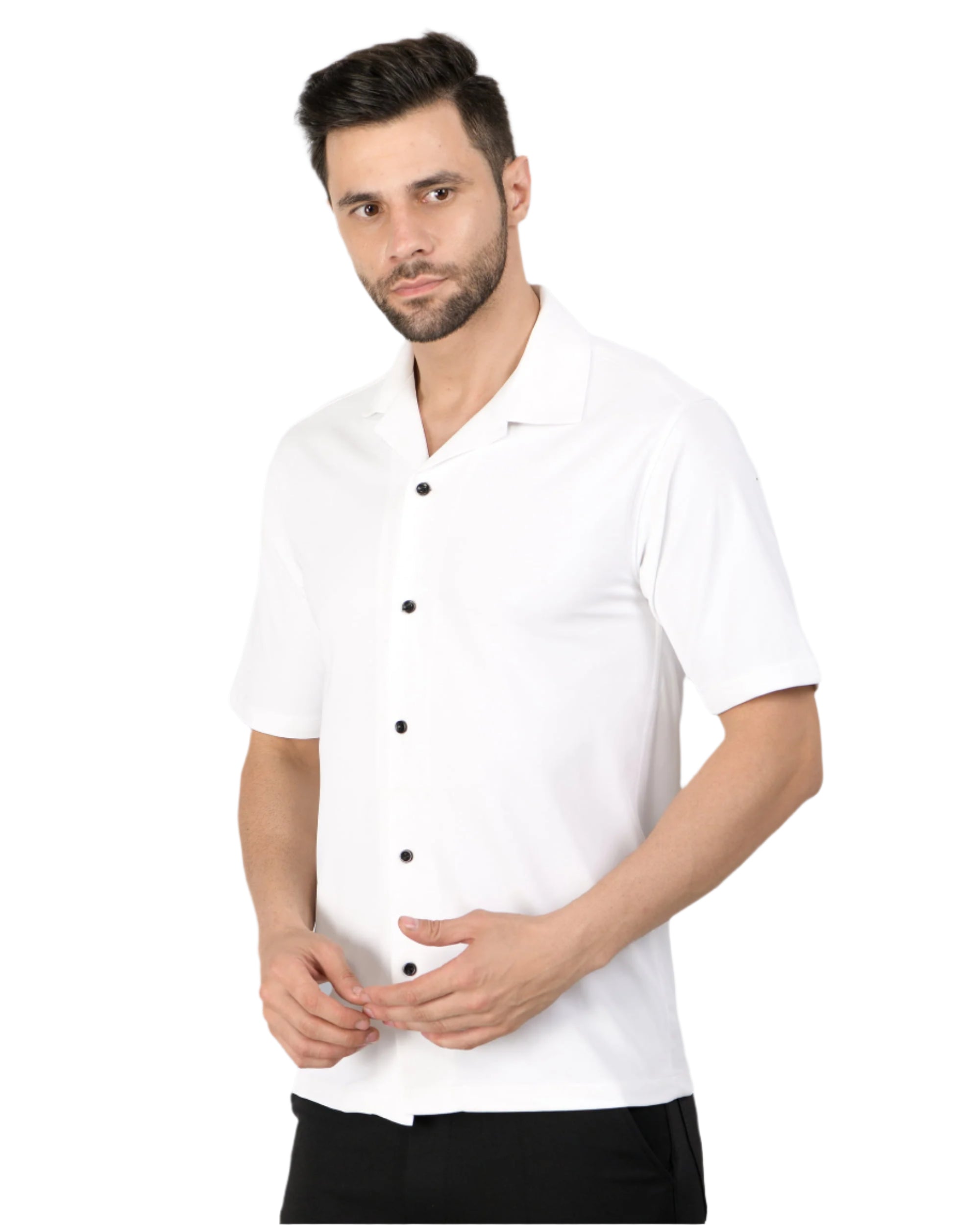 Retro Knit Shirt Plain – White