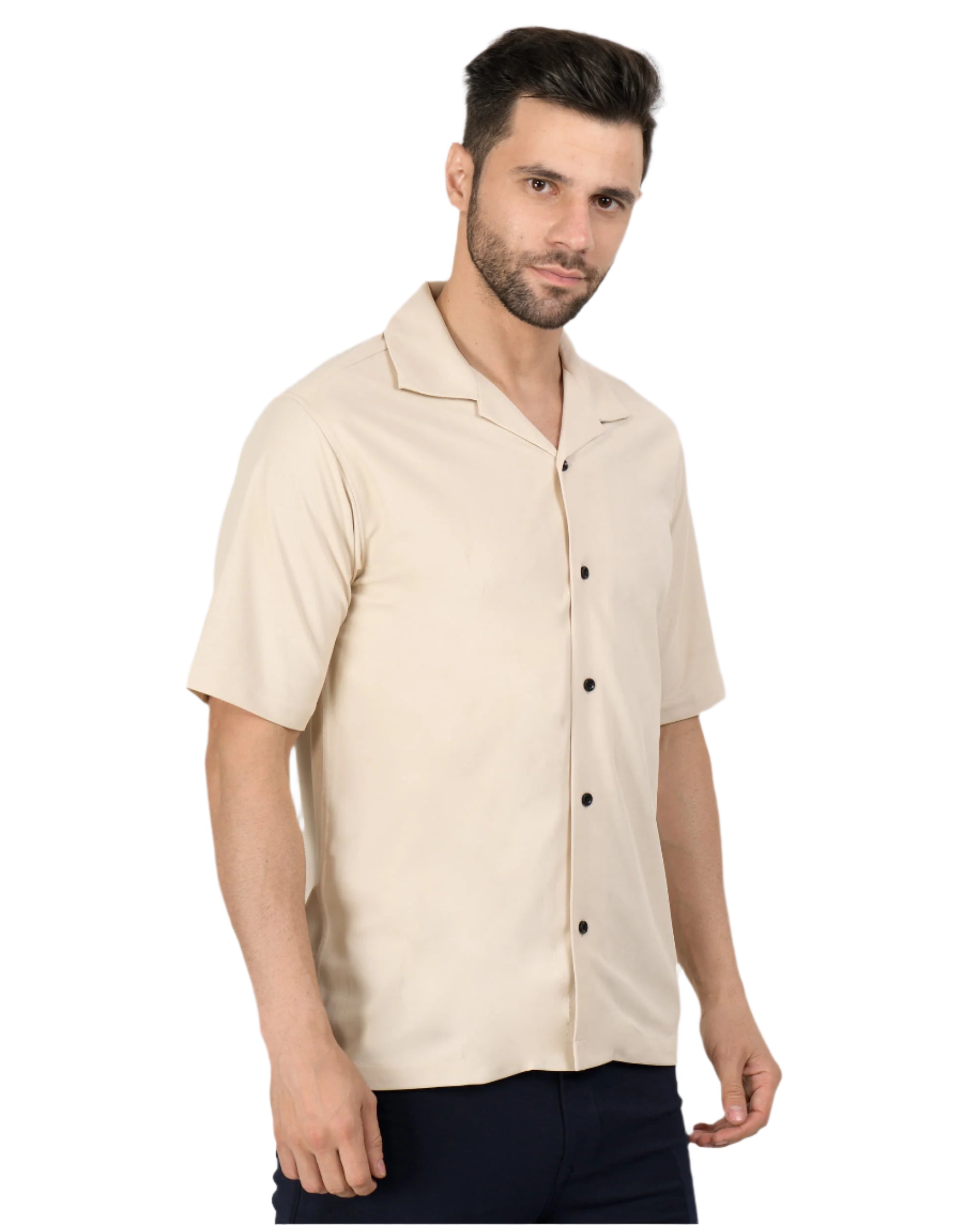 Retro Knit Shirt Plain – Beige