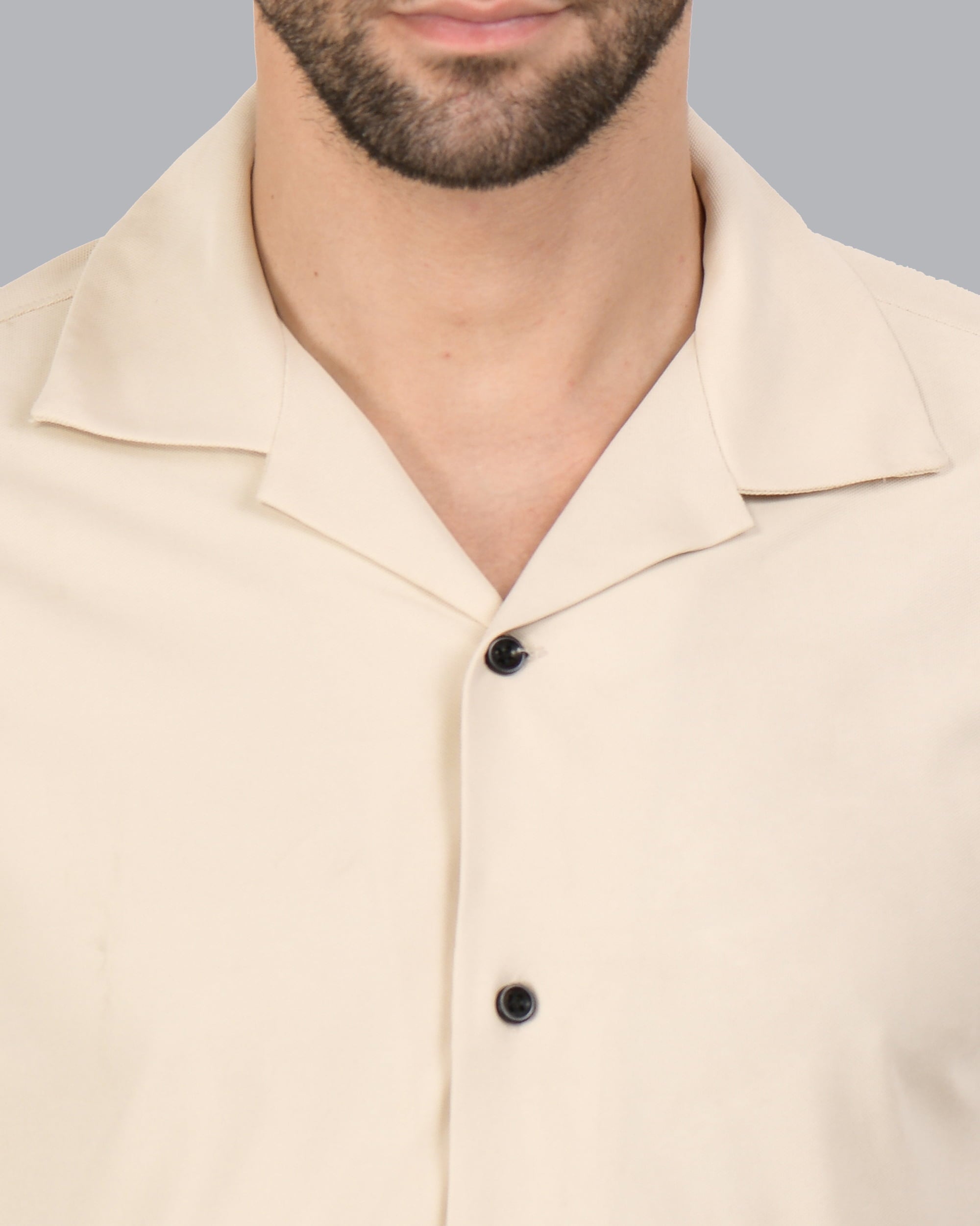 Retro Knit Shirt Plain – Beige