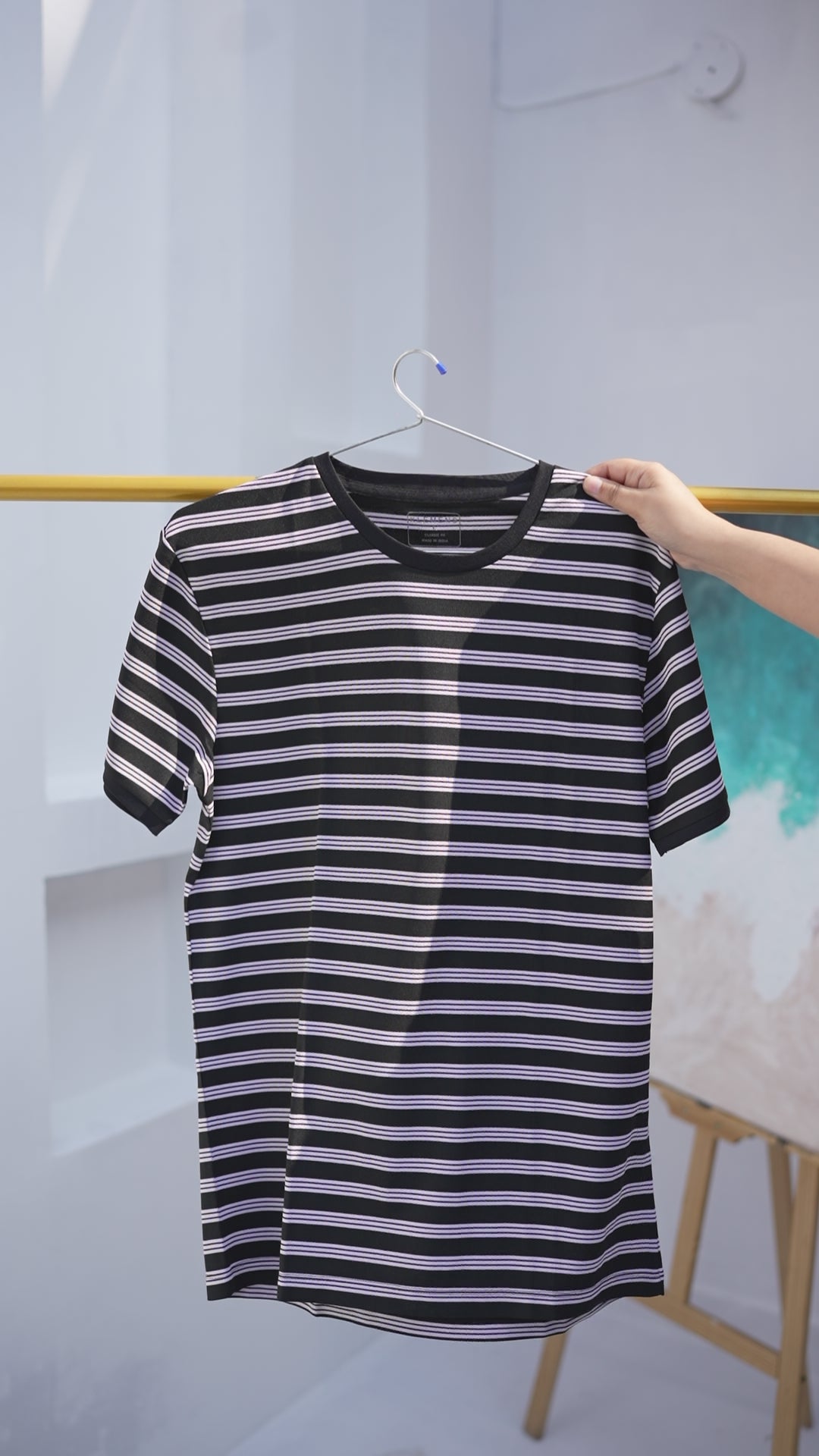 Stripe End Tees- Black