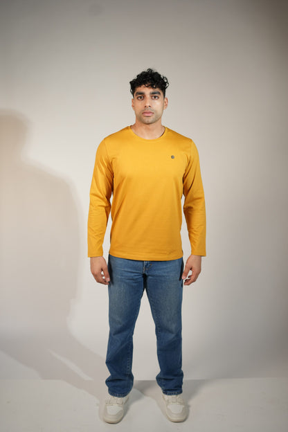 Round Neck Full Sleeves Comfort Tees Mustard