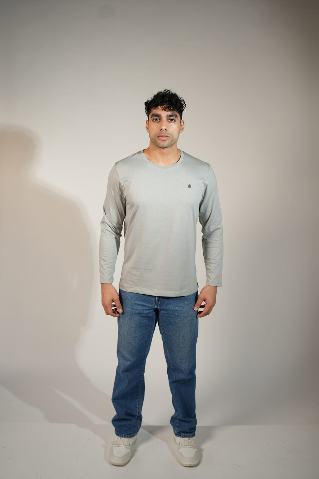 Round Neck Full Sleeves Comfort Tees Light Grey
