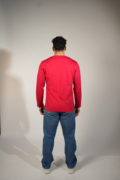 Round Neck Full Sleeves Comfort Tees Red