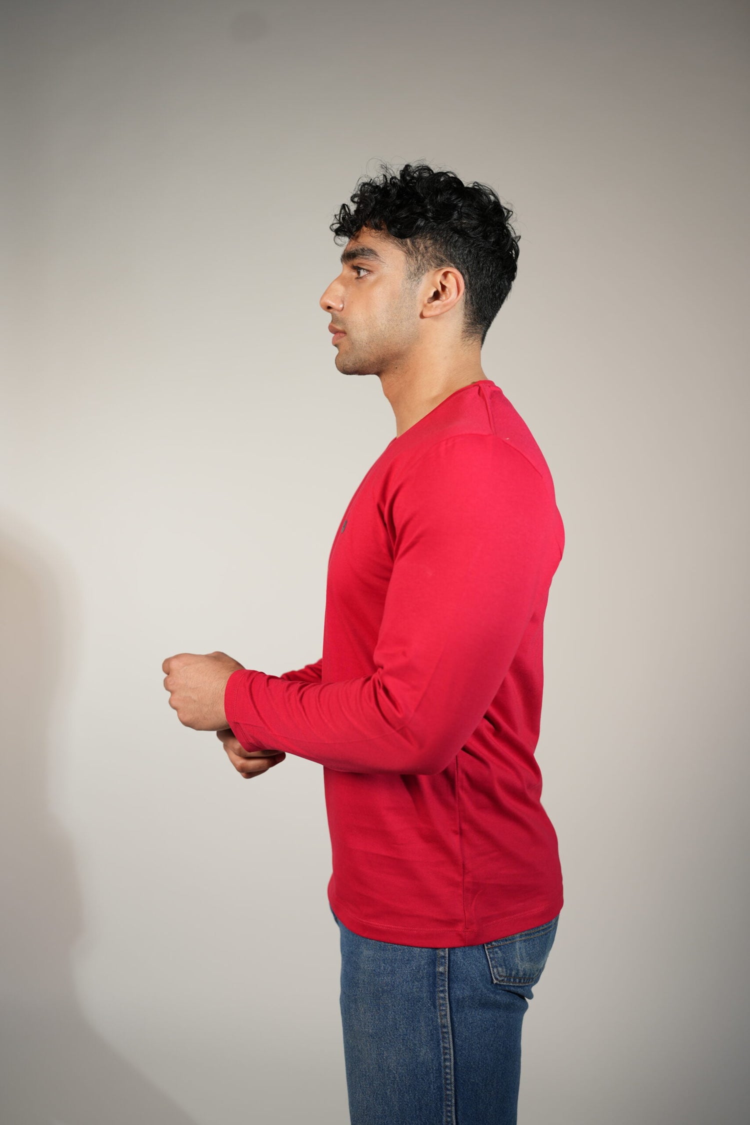 Round Neck Full Sleeves Comfort Tees Red