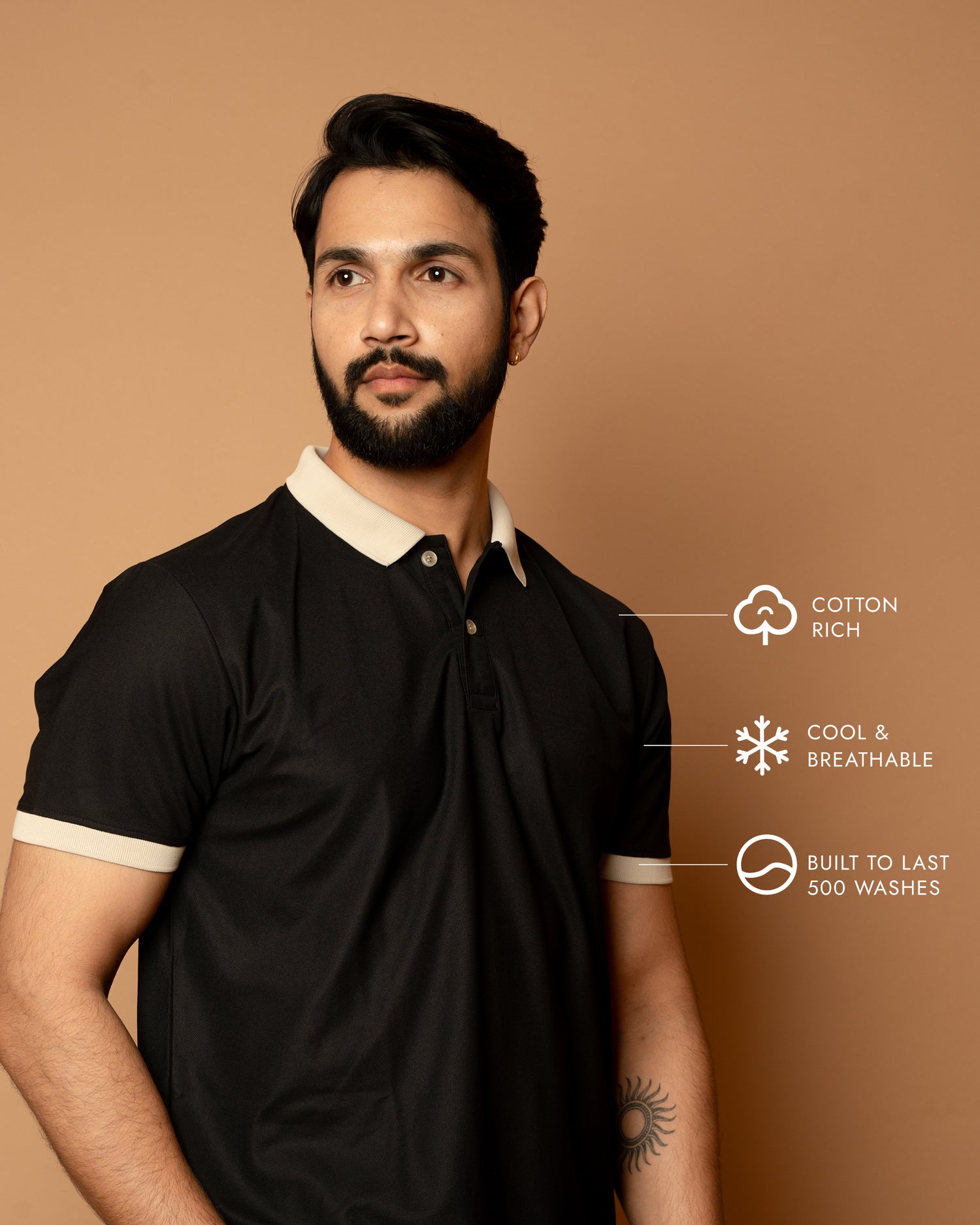 Black Contrast Collar Polo