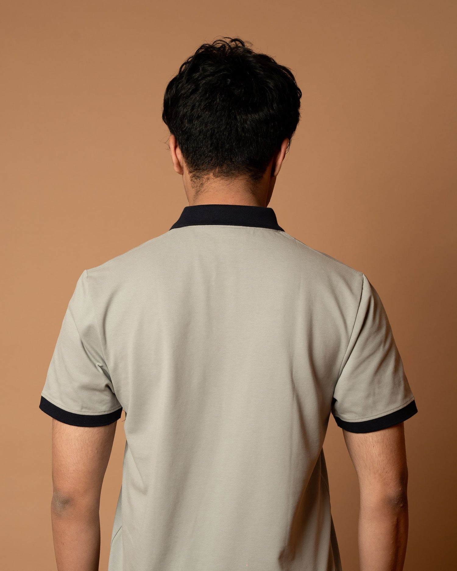 Grey Contrast Collar Polo