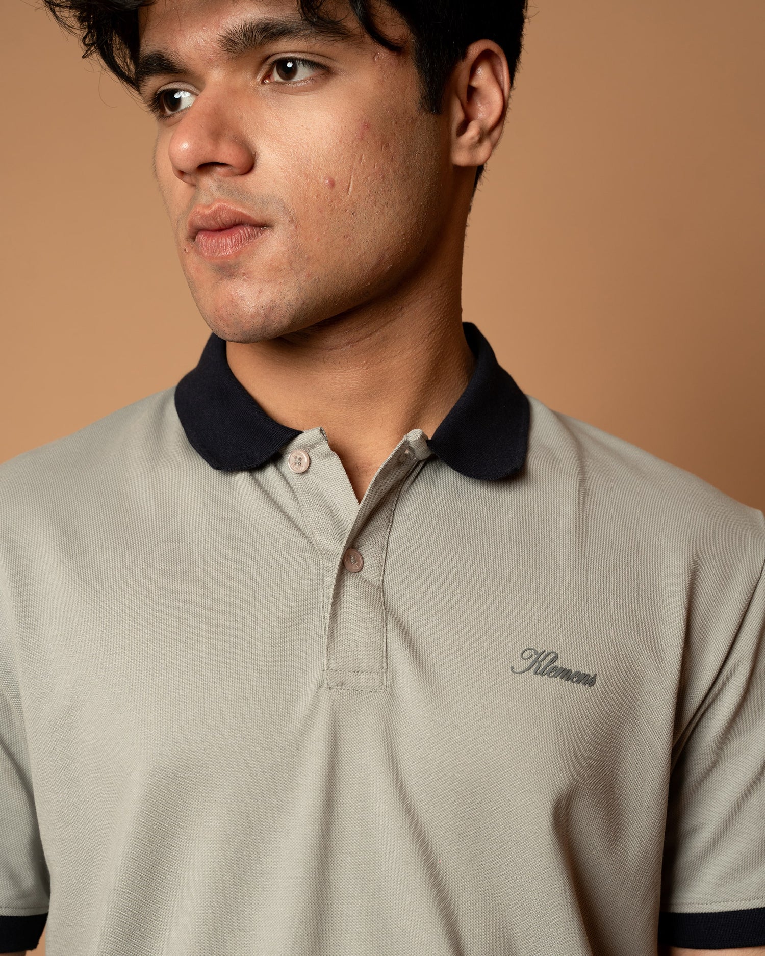 Grey Contrast Collar Polo