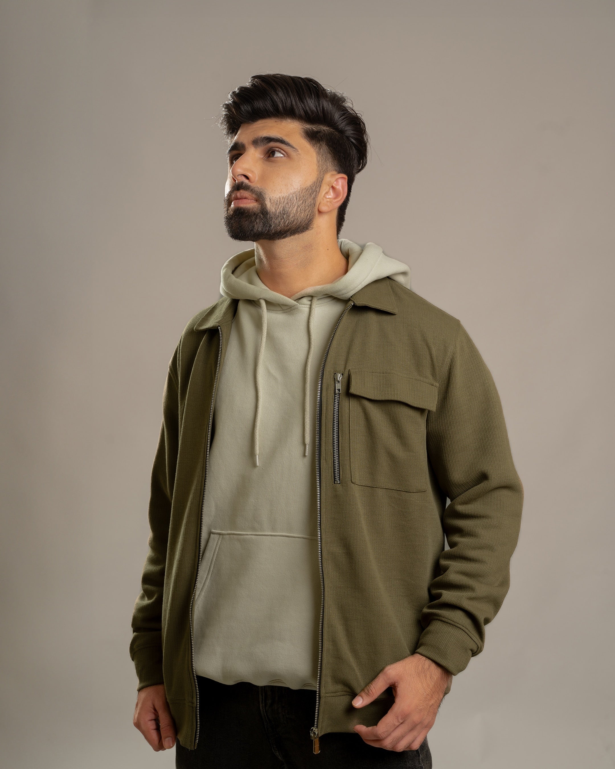 Olive Green Shacket Co-ord Set