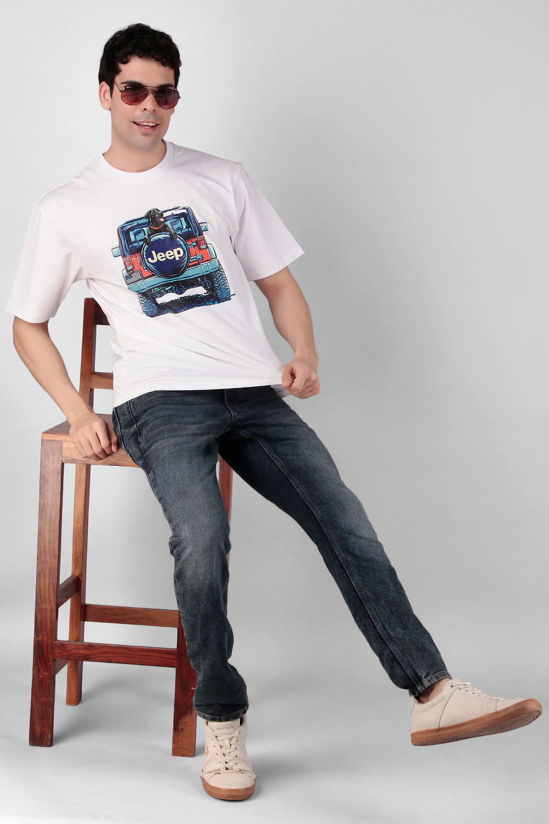 Jeep & dog Printed T-Shirt