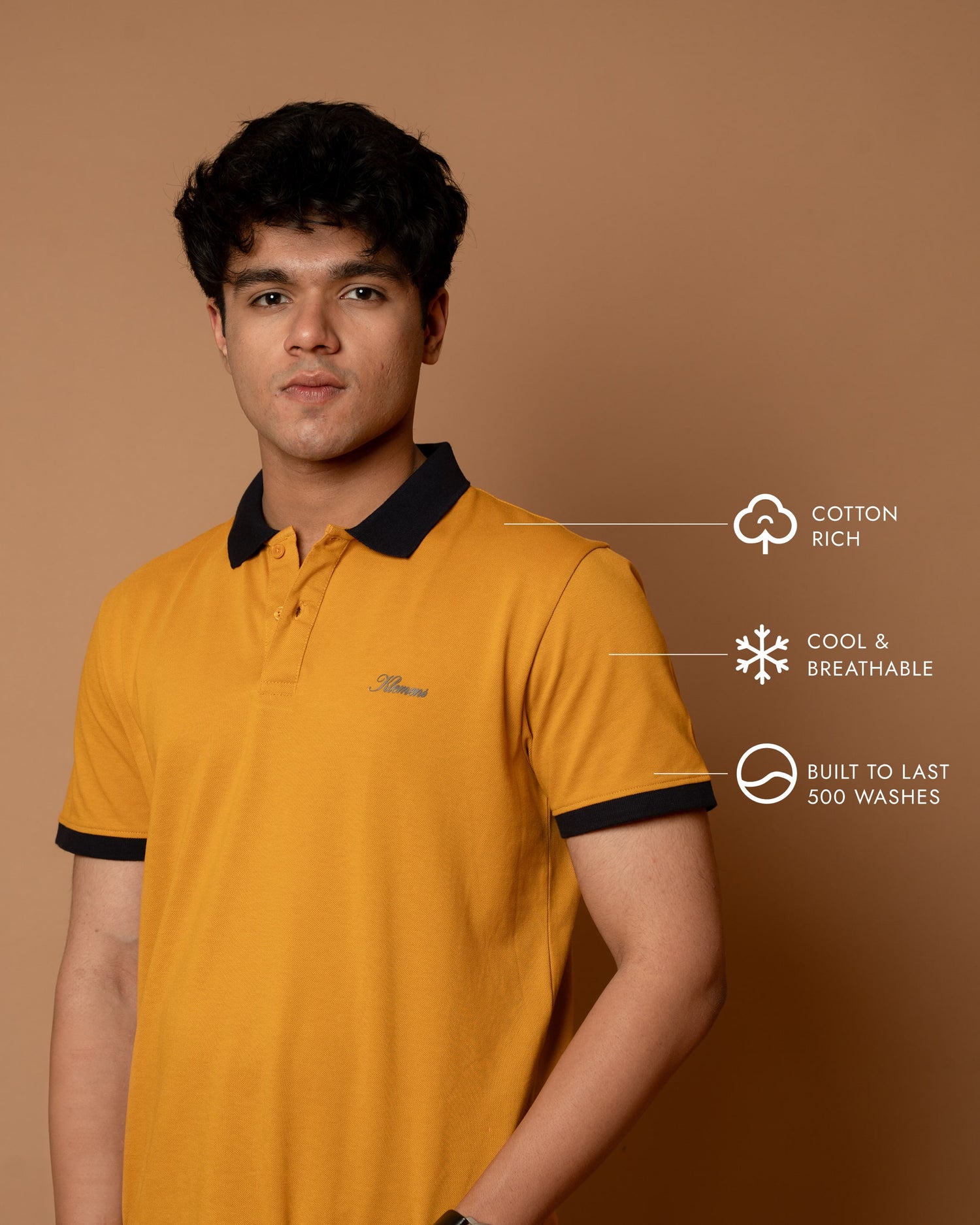 Mustard Contrast Collar Polo