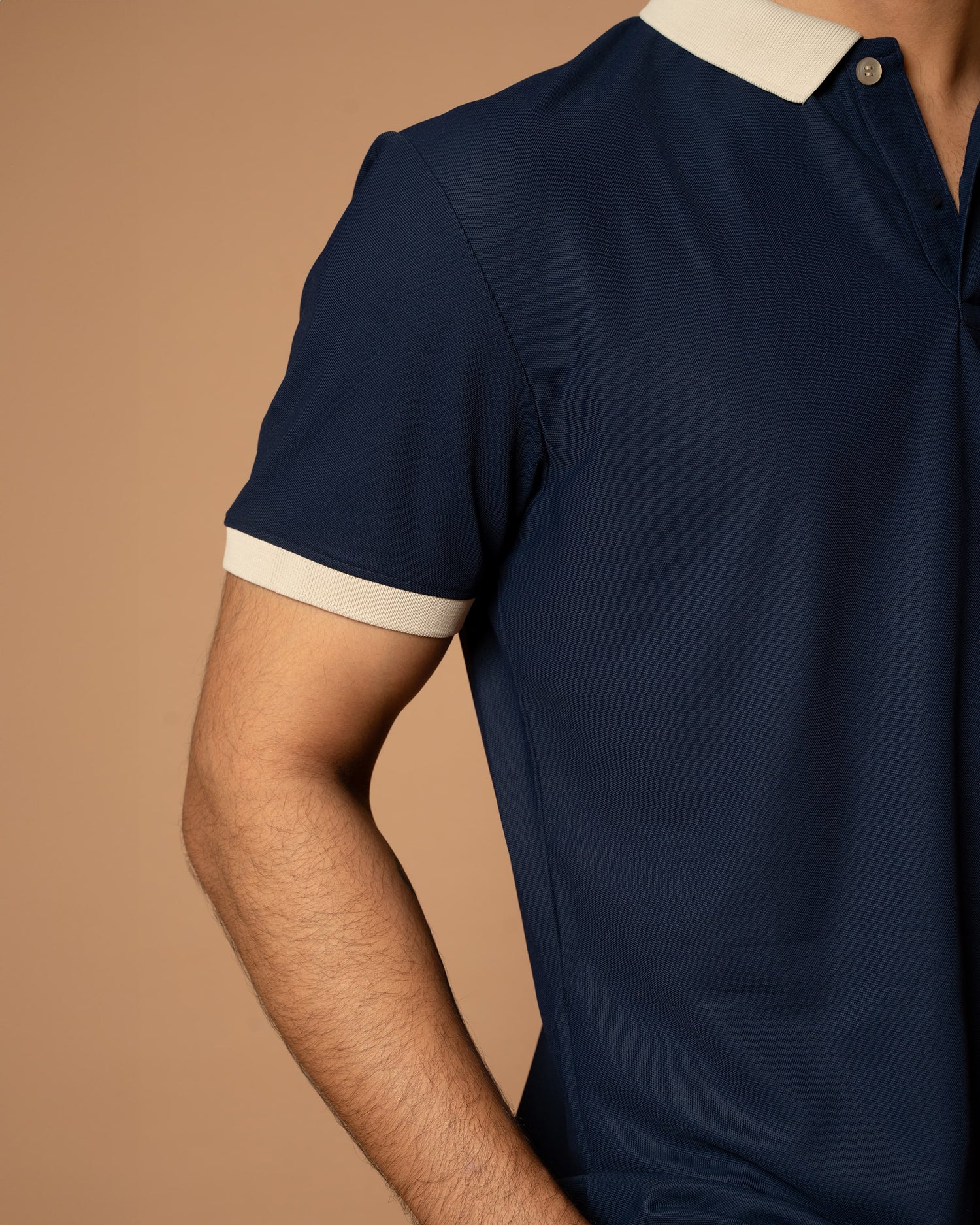 Navy Blue Contrast Collar Polo