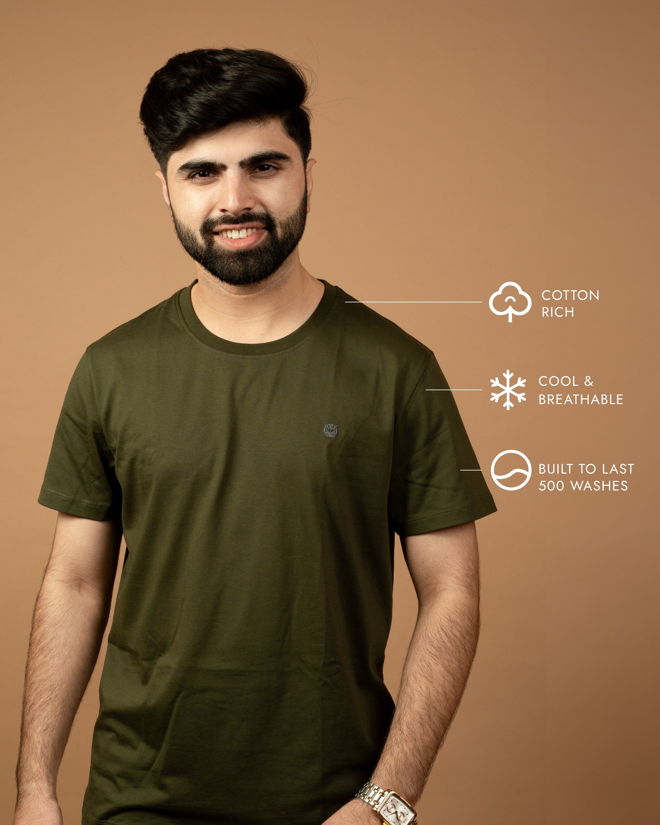 Crew Neck Tees – Olive Green