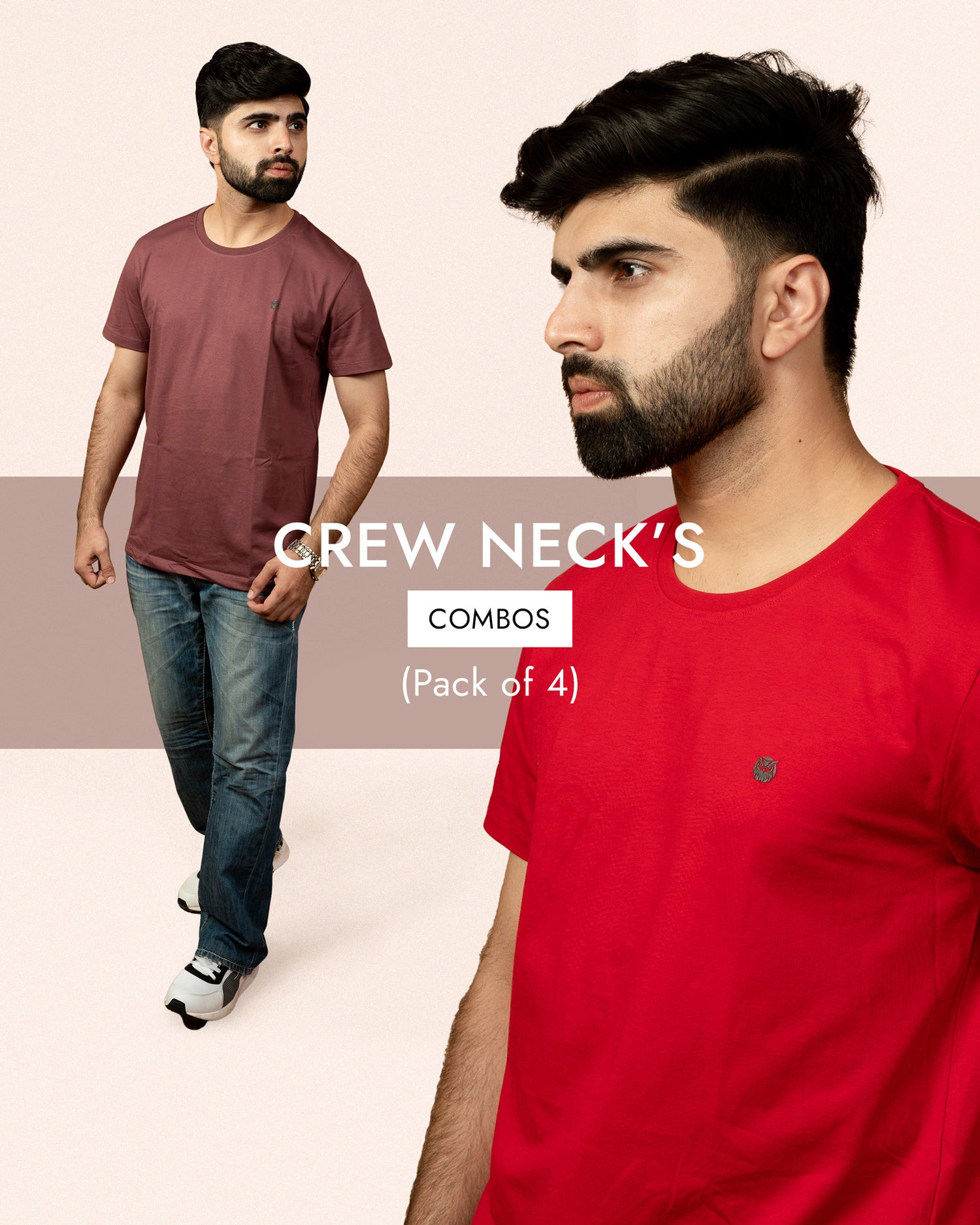 Pack Of 4 Crew Neck T-shirts