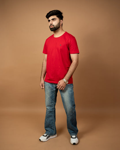 Crew Neck Tees - Red