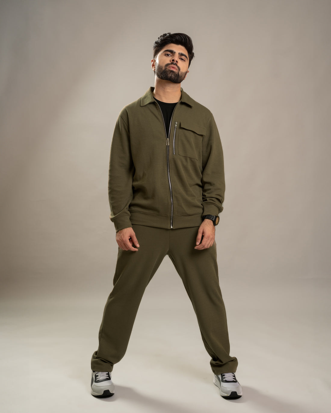 Olive Green Shacket Co-ord Set