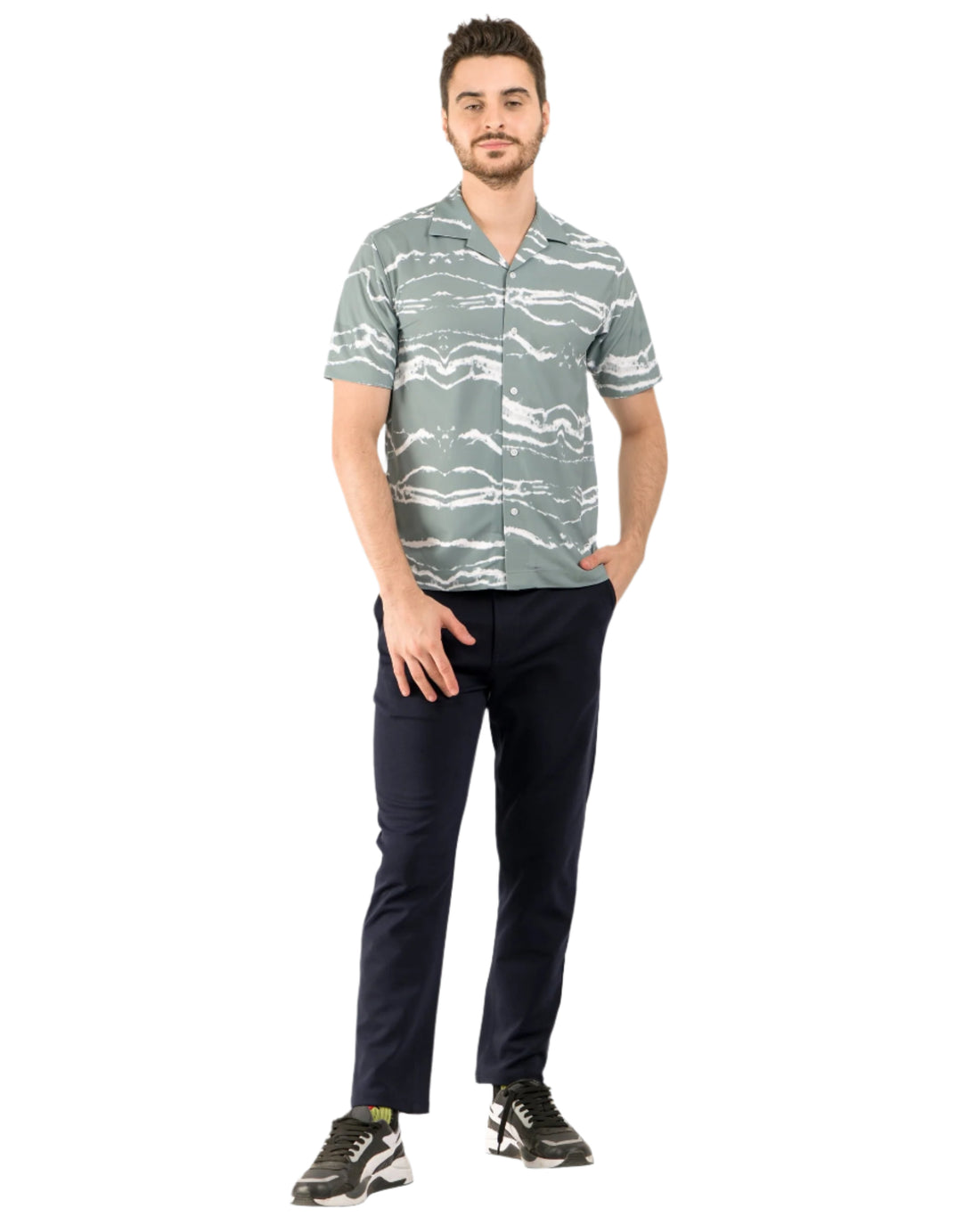Retro Knit Shirt Printed-Chevron