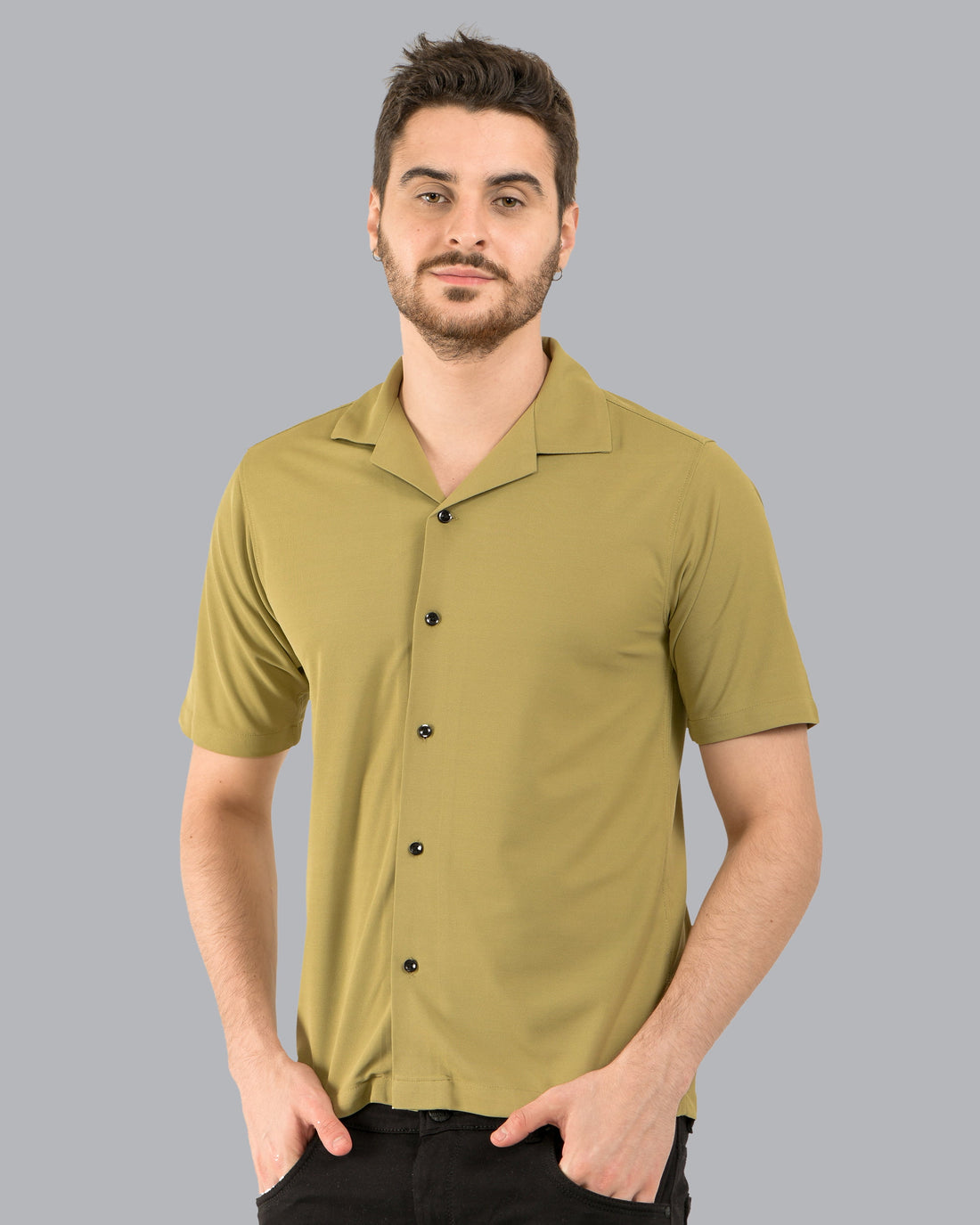 Retro Knit Shirt Plain – Khaki