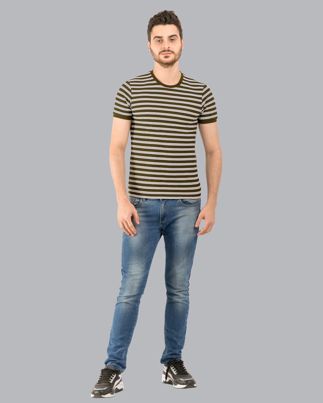 Stripe End Tees – Olive