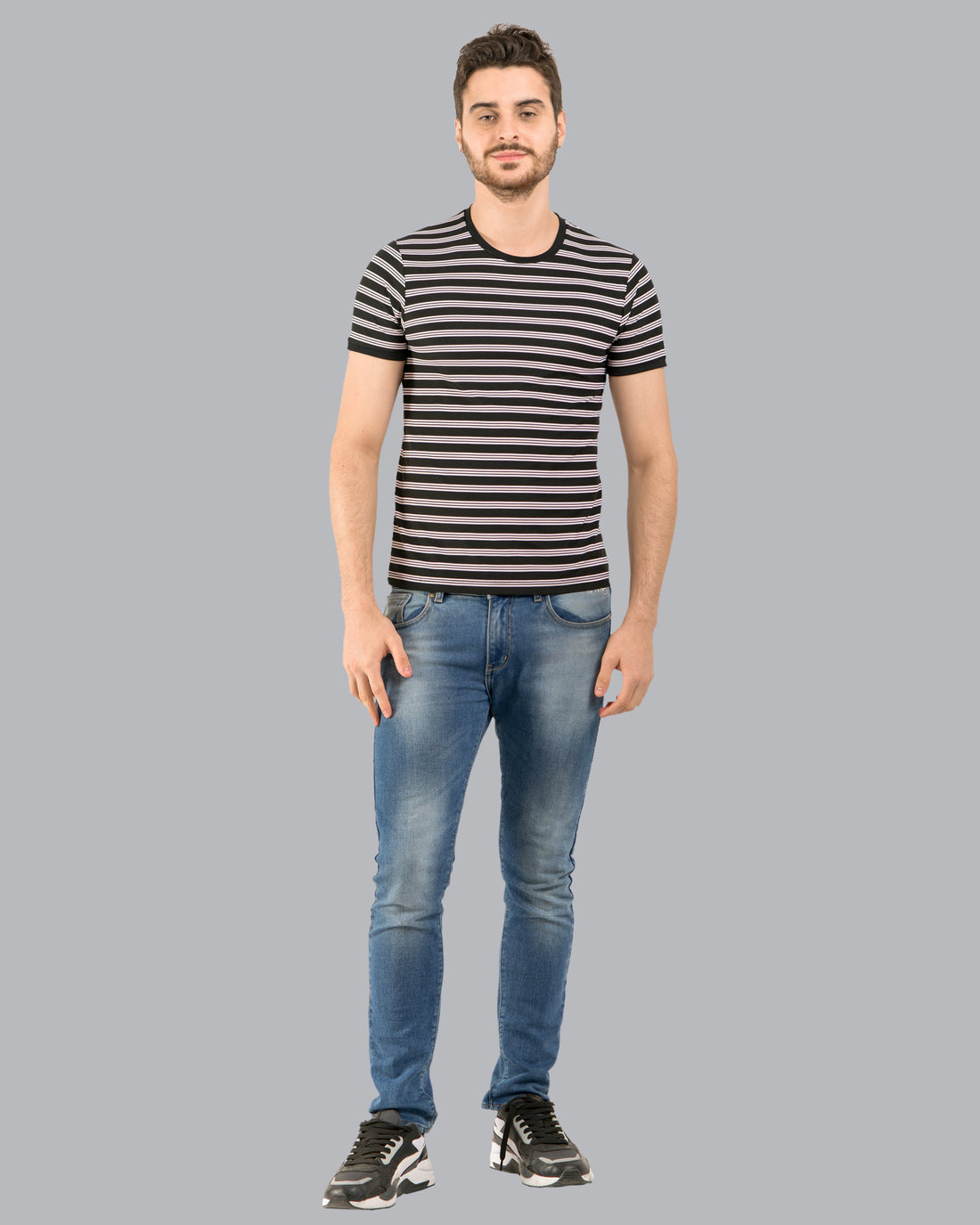 Stripe End Tees- Black