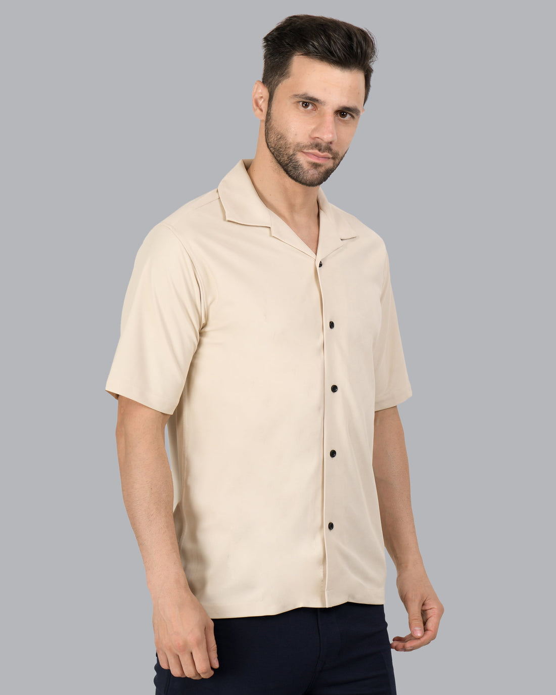 Retro Knit Shirt Plain – Beige